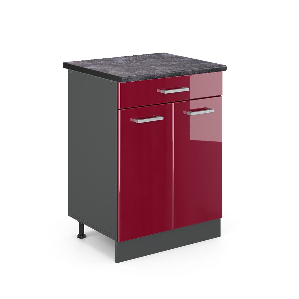 Vicco Unterschrank R-Line, Bordeaux Hochglanz/Anthrazit, 60 günstig online kaufen