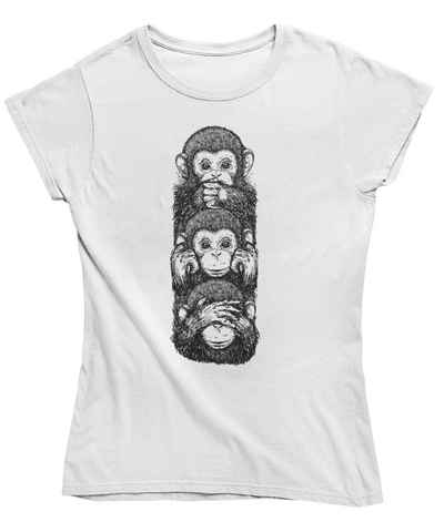 mamino Fashion T-Shirt Damen T Shirt -three wise monkeys