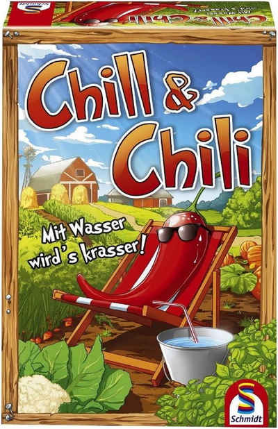 Schmidt Spiele Spiel, Chill & Chili - mit Wasser wird Krasser - Bauernhof Gemüse, Taktikspiel Familienspiel - Kartenspiel