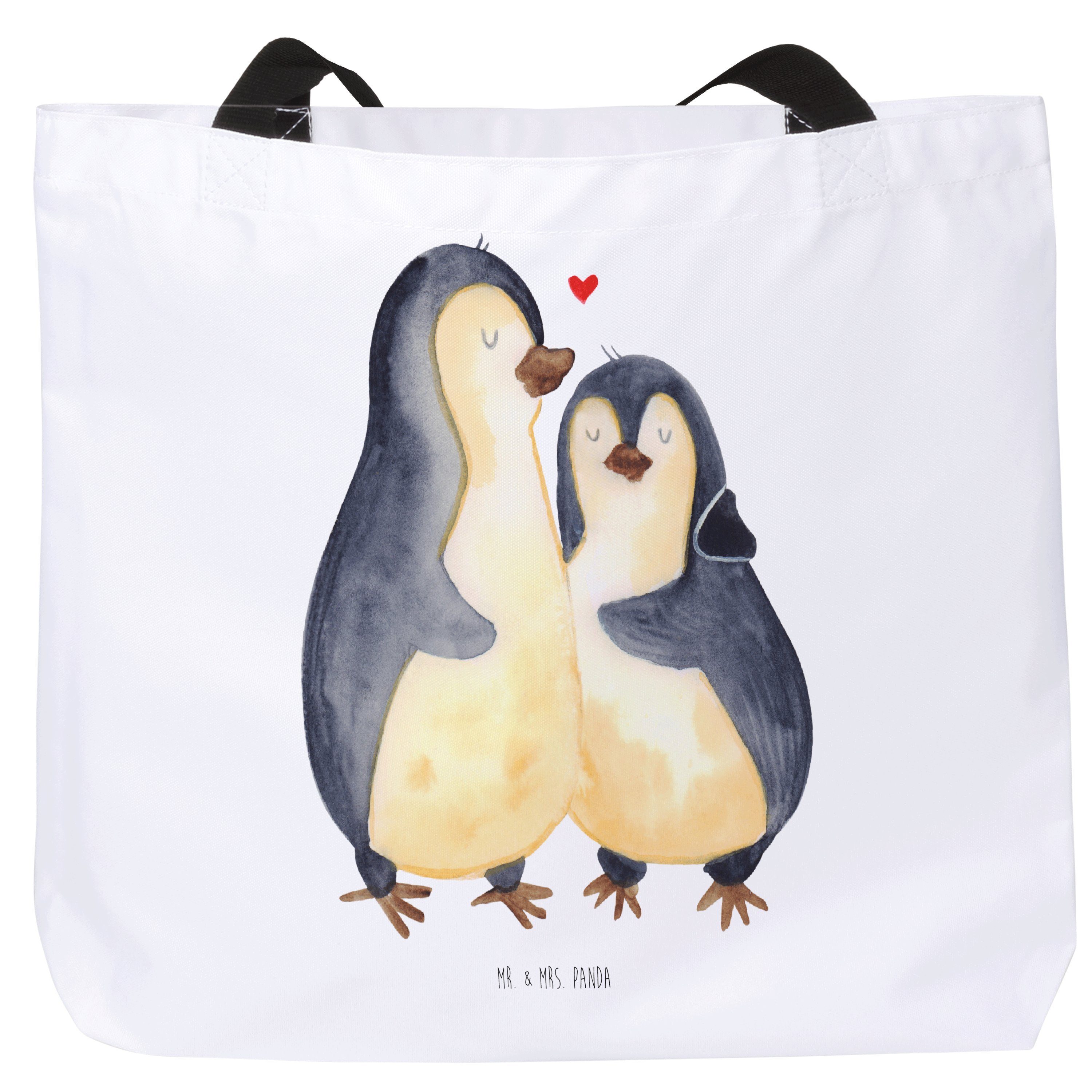 Mr. & Mrs. umarmend Liebesbeweis, Weiß Hochzeitsgeschenk, - Pinguin - Shopper Geschenk, Panda (1-tlg)