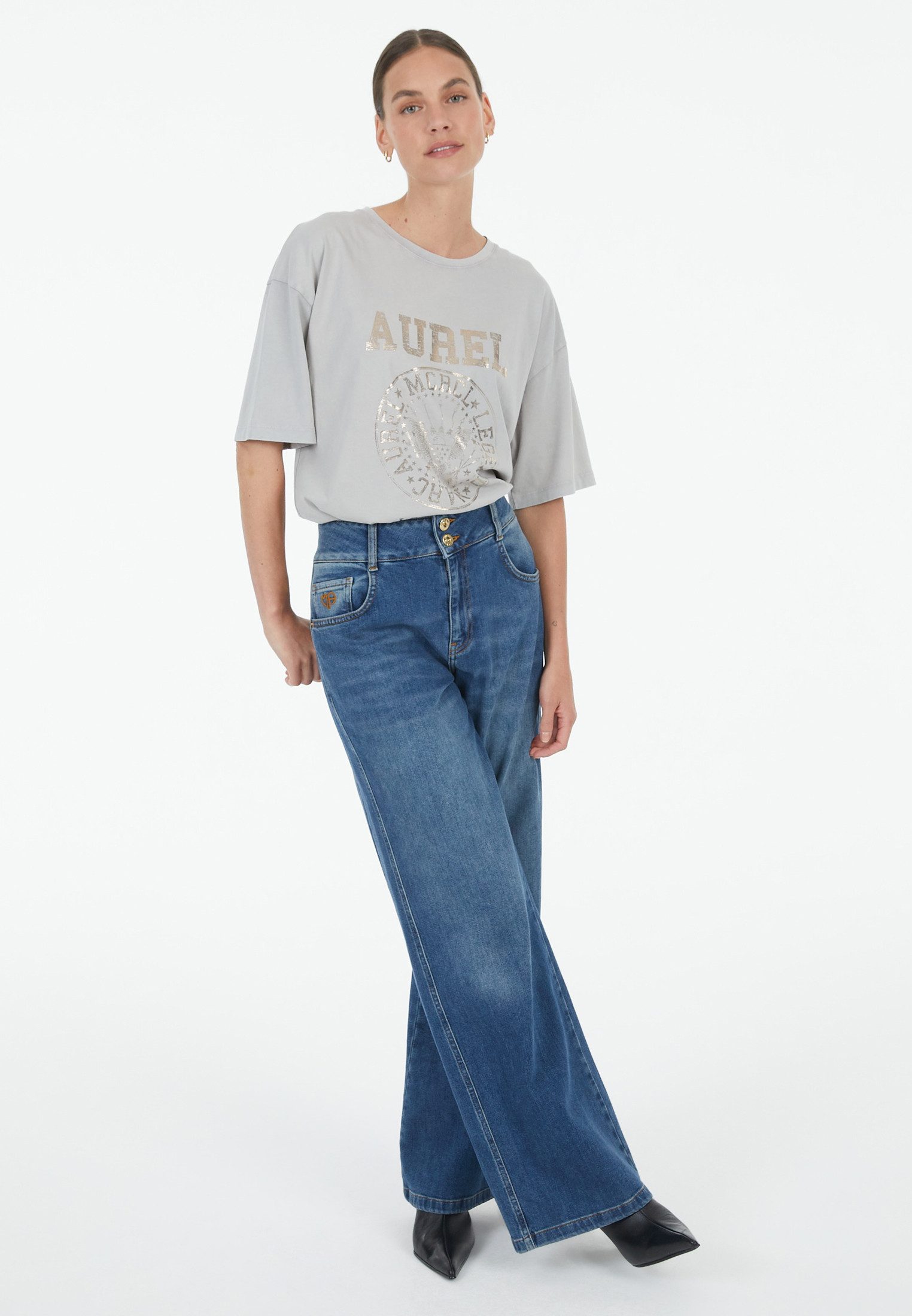 MARC AUREL T-Shirt mit Folienprint günstig online kaufen