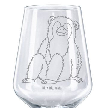 Mr. & Mrs. Panda Rotweinglas Affe - Transparent - Geschenk, Liebe, Hochwertige Weinaccessoires, Mo, Premium Glas, Stilvolle Gravur