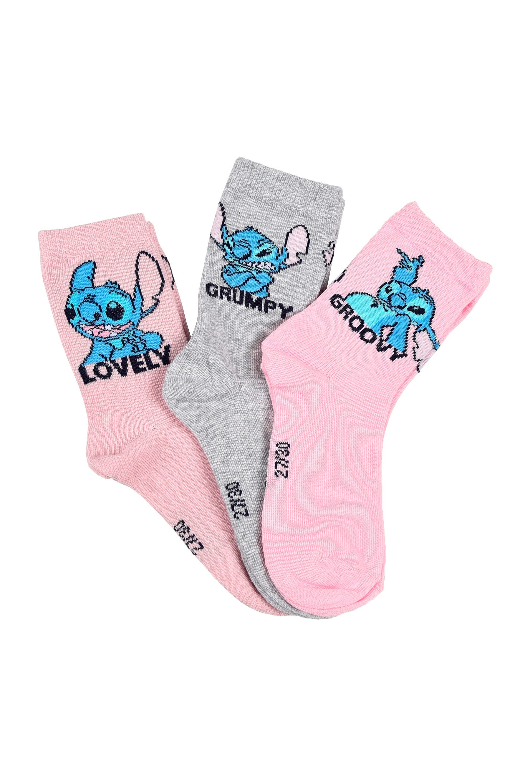 Stitch Socken Stitch Kinder Mädchen Socken Strümpfe (3-Paar)