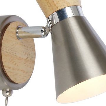 etc-shop Wandleuchte, Leuchtmittel nicht inklusive, Wand Lampe Wohn Arbeits Zimmer Lese Spot Holz Leuchte Chrom Strahler