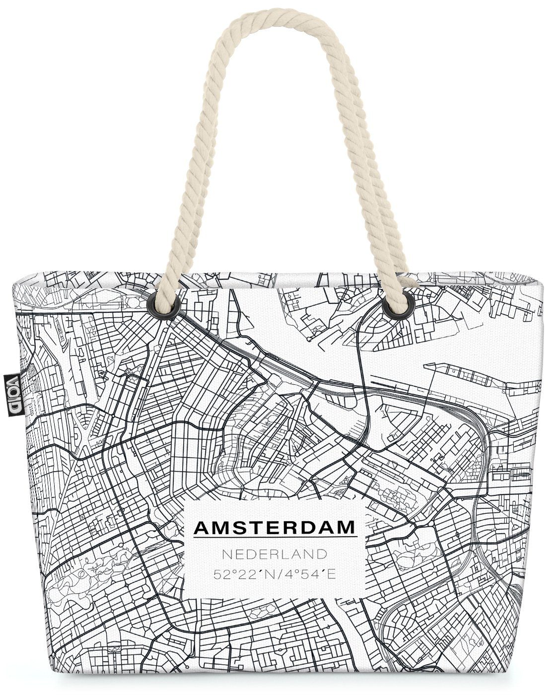 Niederlande Holland Urlaub VOID Amsterdam Stadtkarte Beach Bag Stadtplan (1-tlg), Reise Karte Strandtasche