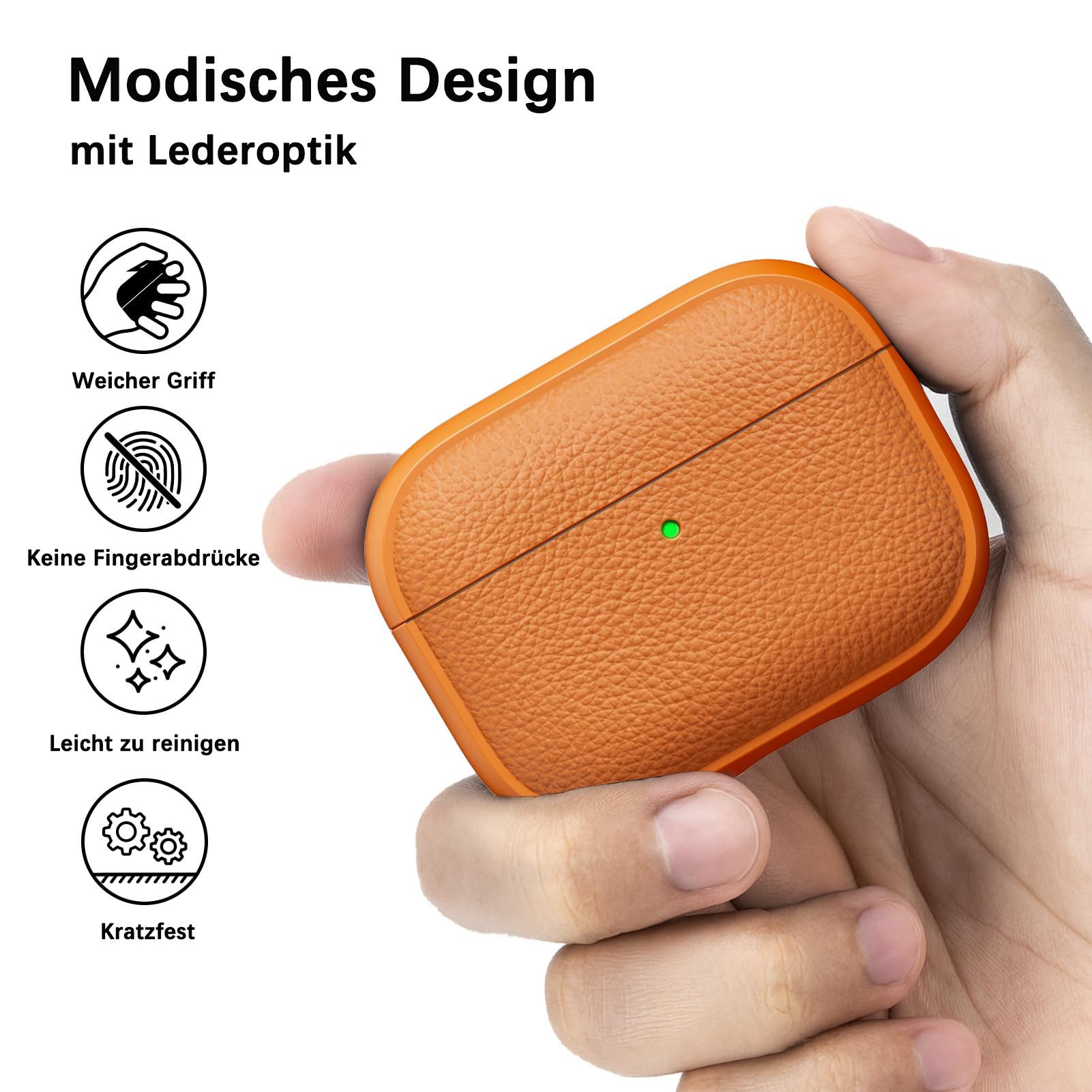 FOUORTUNATE-BEE Kopfhörer-Schutzhülle für AirPods Pro 3 Hülle Soft TPU Hülle mit Handschlaufe, Leder-Touch-Design, Baumtextur Airpods Pro 3 Case – Bild 4 von 5