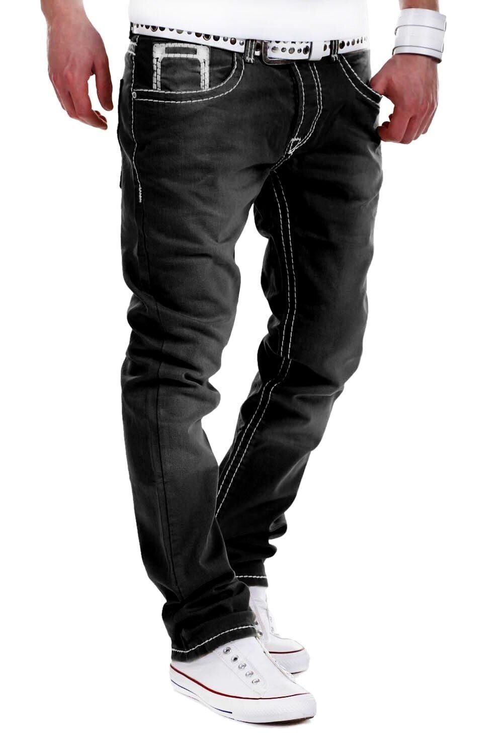 Stitch behype Jeans mit dicken Bequeme Kontrastnähten schwarz