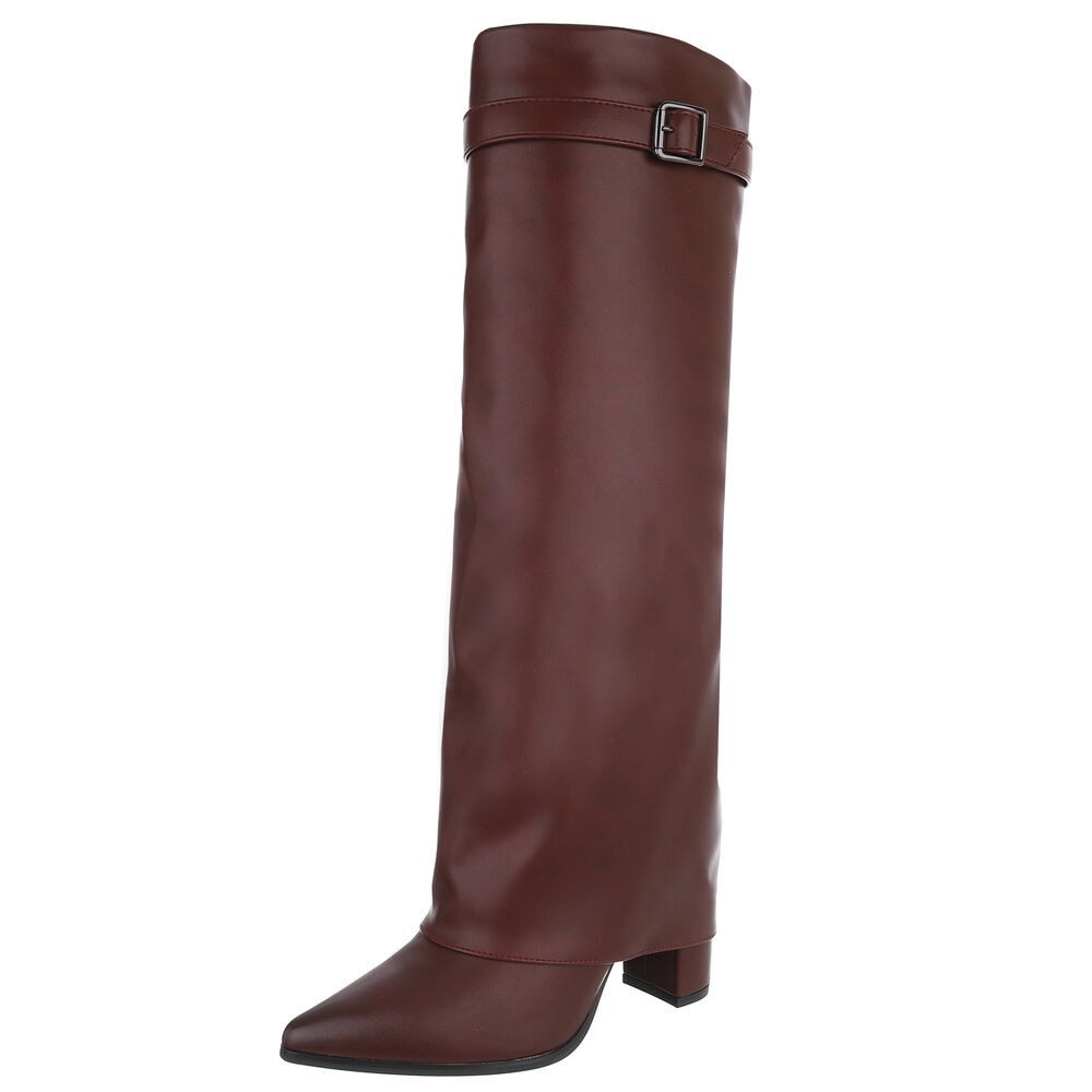 Ital-Design Modische Сапоги mit Blockabsatz und eleganten Details High-Heel-Stiefel (90482802) Blockabsatz Сапоги in Weinrot