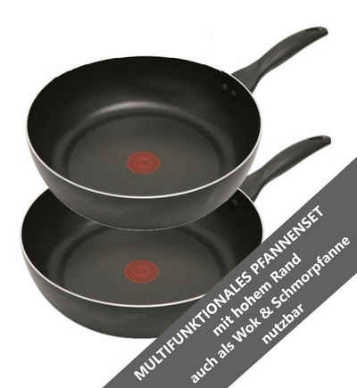 Tefal Pfannen-Set B30310 Pfannenset 24, 30cm, Hoher Rand, Pfannen Antihaft beschichtet, Robustes Aluminium (Pfanne, Bratpfannen Set, Pfannenset, Wok, Wokpfanne, Schmorpfanne, Inkl. 1 Wender & Filzschoner), Ohne Fett/Öl braten, Hitzebeständig, Pfannen antihaft