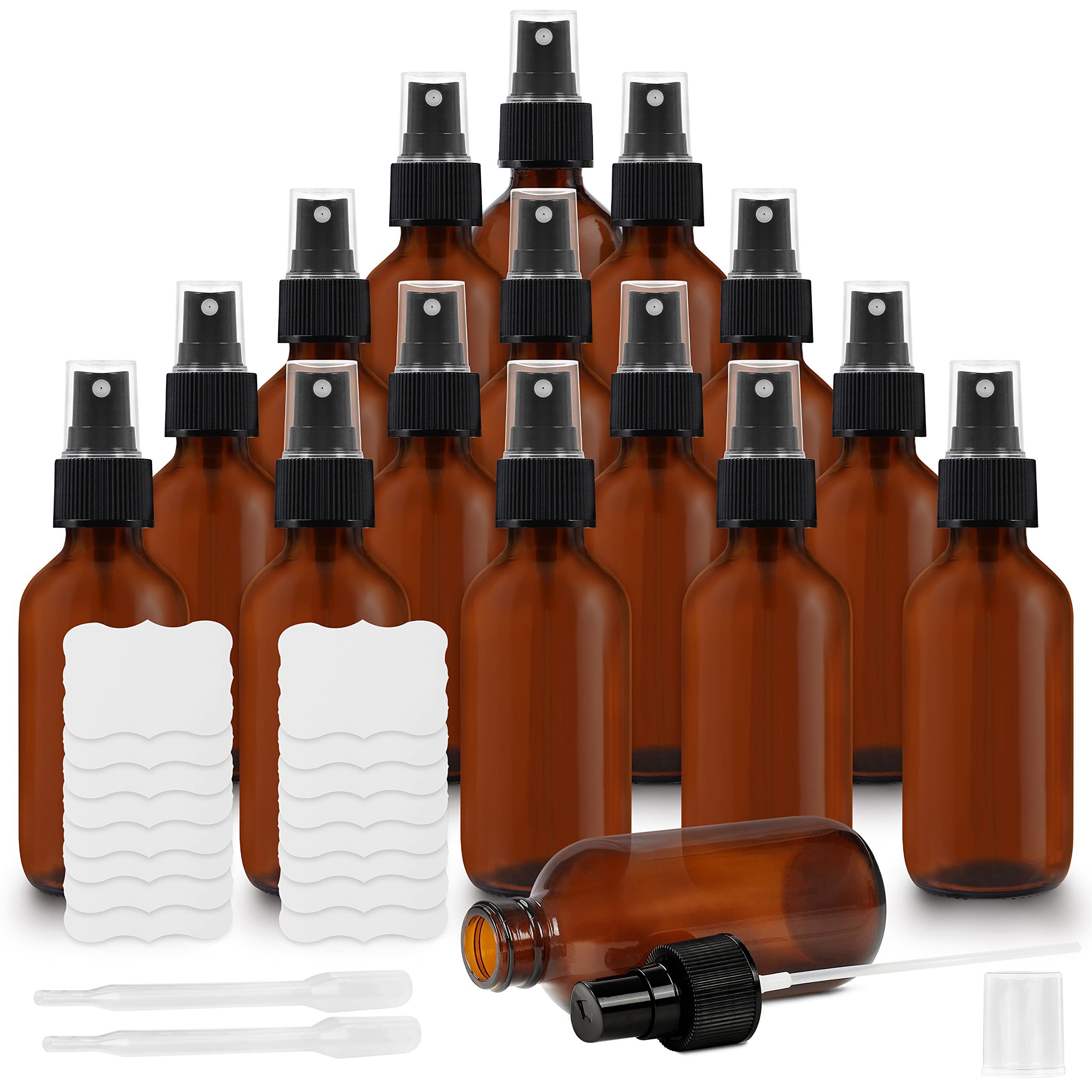 Belle Vous Sprühflasche Braunglas Zerstäuber (16er Set) - 60 ml, (1-tlg), Braunglas Sprühflaschen (16er Pack) - 60 ml