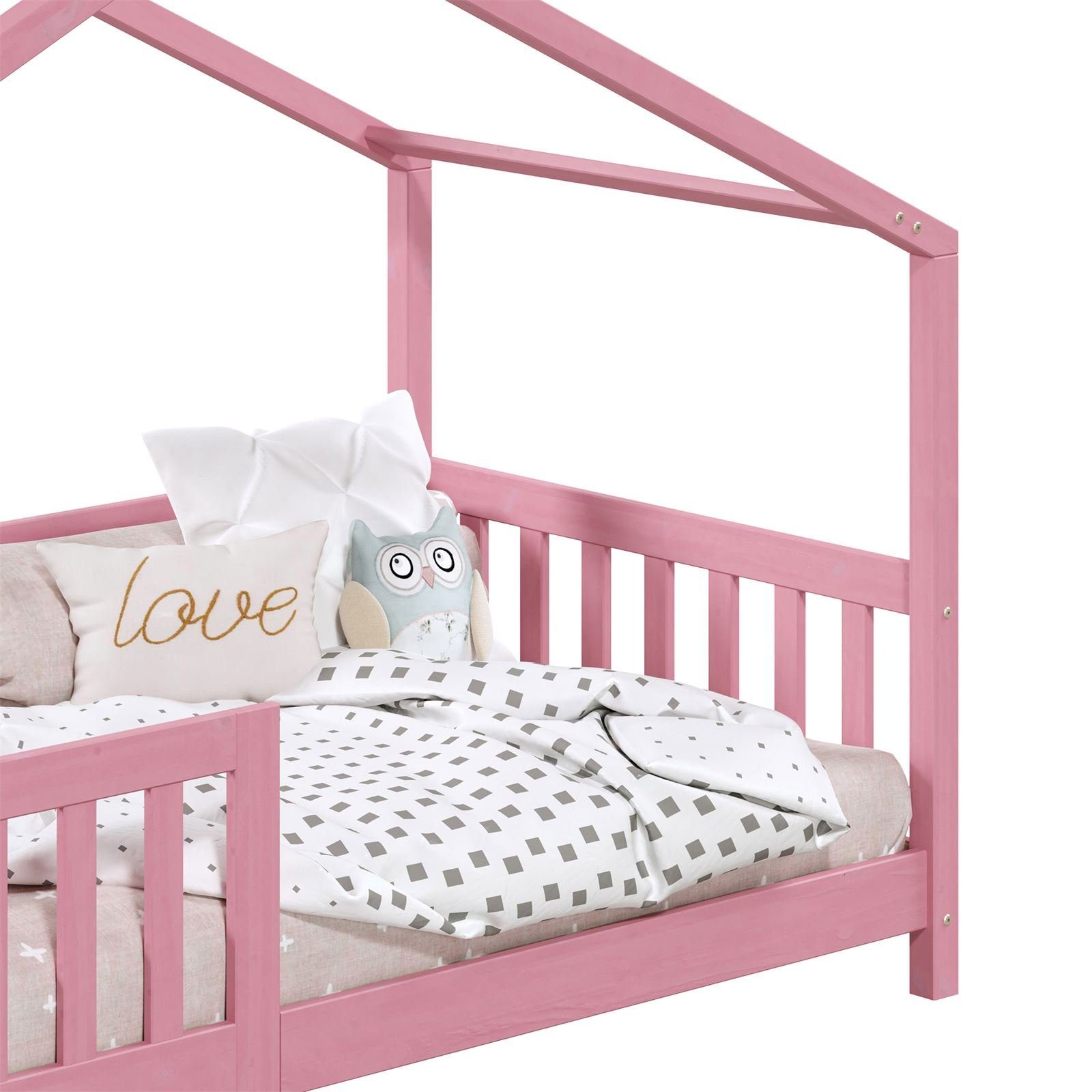 Bett Kinderbett Bett Tipi rosa Montessori x IDIMEX 90 Kinderbett Hausbett 200 LISAN, Kiefer Tipibett