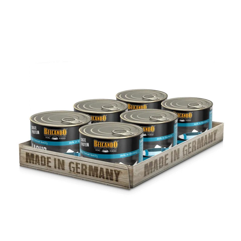Belcando Single Protein Lachs - hochwertiges Nassfutter ohne Zusätze 6x200g, Nassfutter für: Hunde