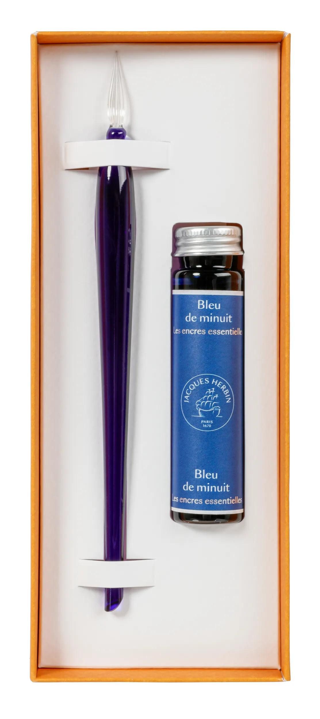 Herbin Kalligraphie-Stift Set Glasfeder - Dunkelblau 20012JT, Glasfeder