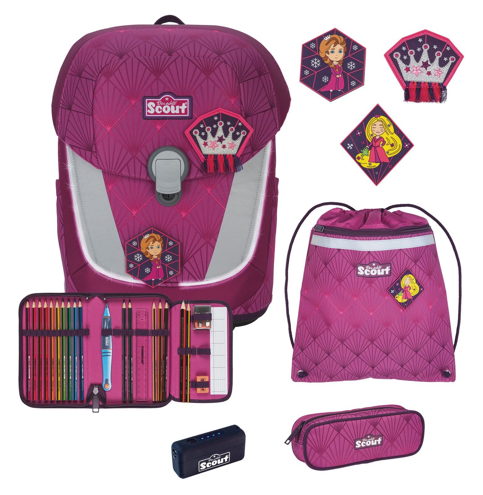 Scout Schulranzen Sunny II Set 5-teilig (Set, 4-tlg)