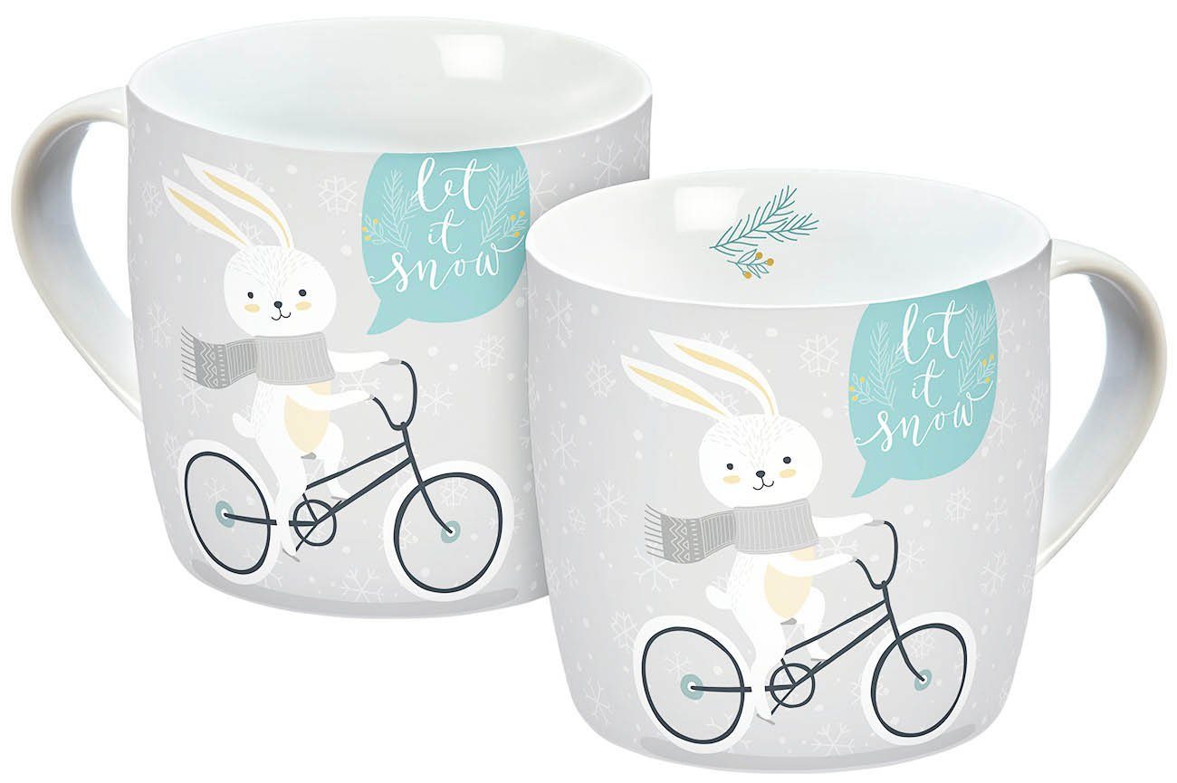 Geda Labels GmbH Tasse Tasse Let it snow 300ml, Porzellan
