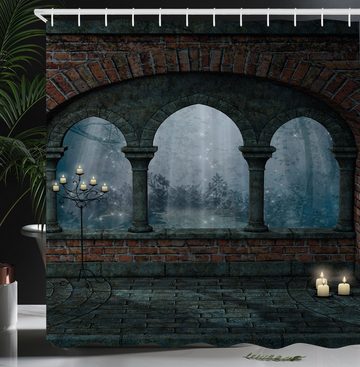 Abakuhaus Duschvorhang Moderner Digitaldruck mit 12 Haken auf Stoff Wasser Resistent Breite 175 cm, Höhe 180 cm, gotisch Mittelalterliche Burg in der Nacht