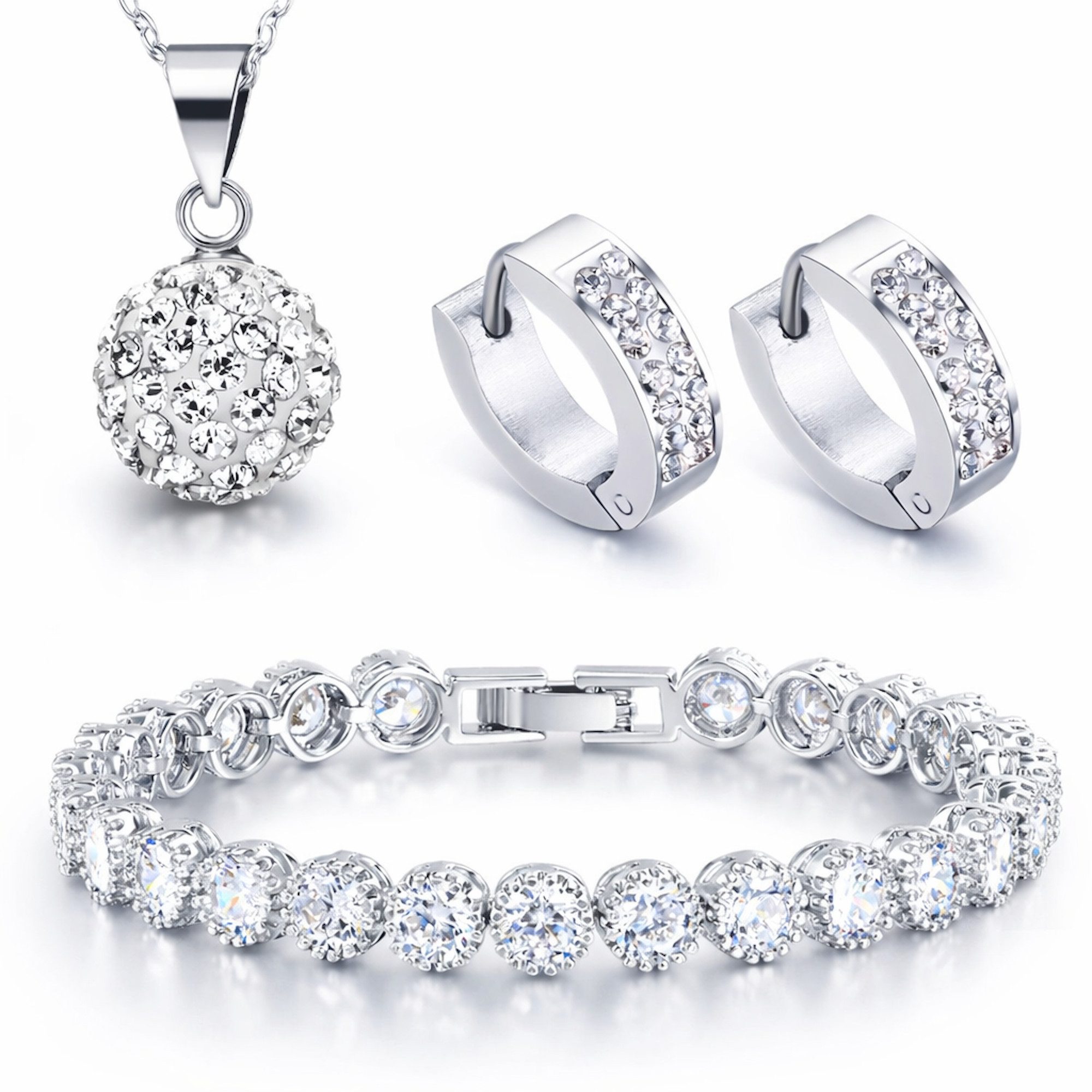Kim Johanson Schmuckset Alina (Set, 3-tlg), mit Zirkonia, aus 925 Silber und Metall