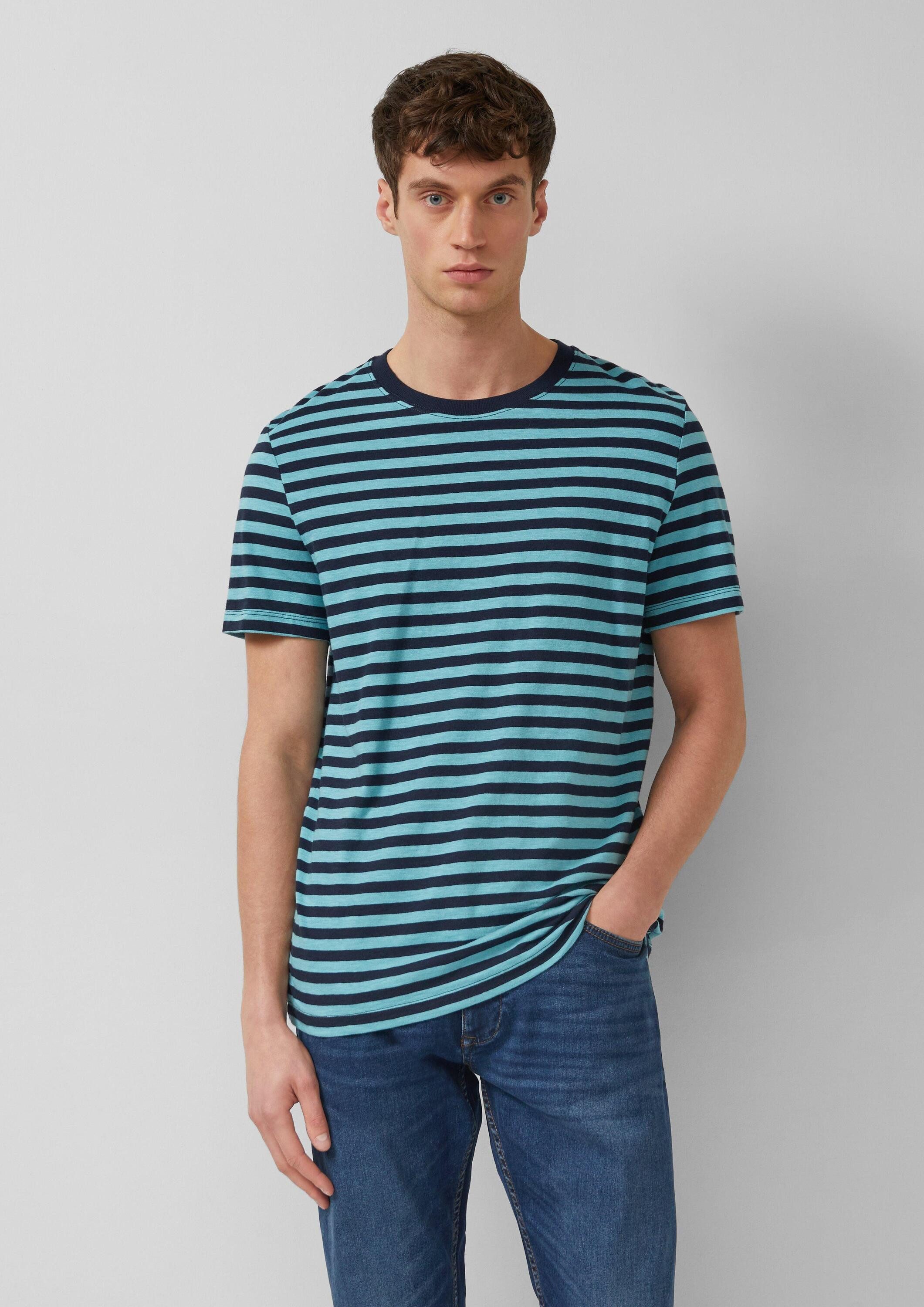 s.Oliver Kurzarmshirt T-Shirt Gestreiftes T-Shirt in Flammgarnstruktur günstig online kaufen