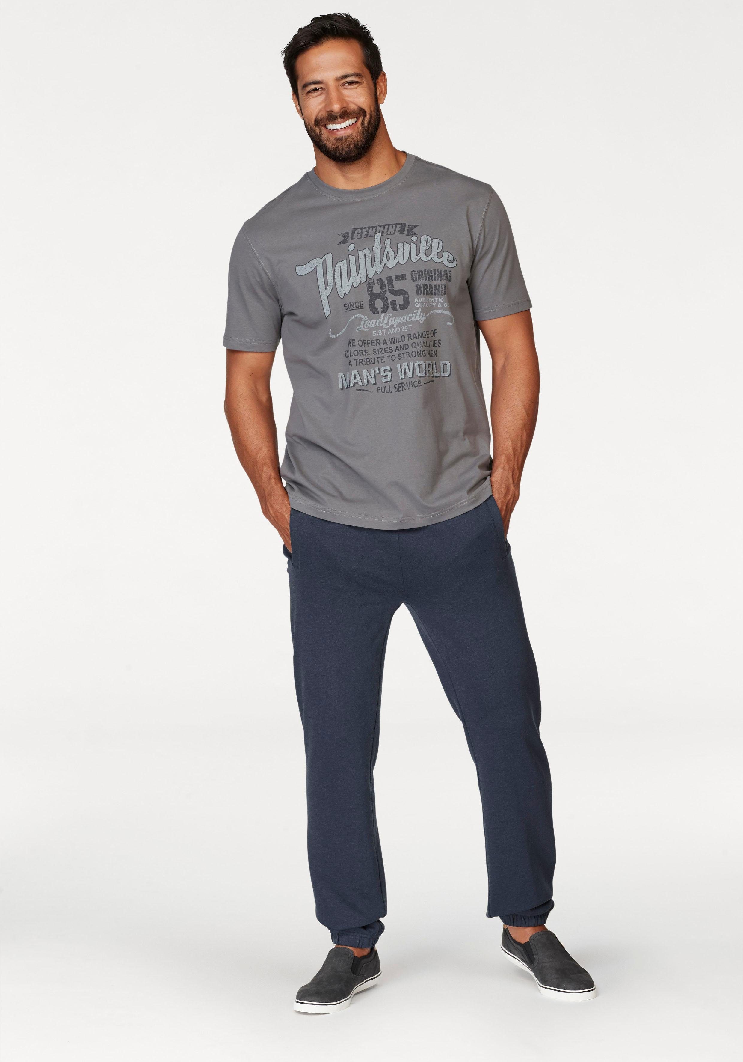 World dunkelgrau Man's mit Print T-Shirt