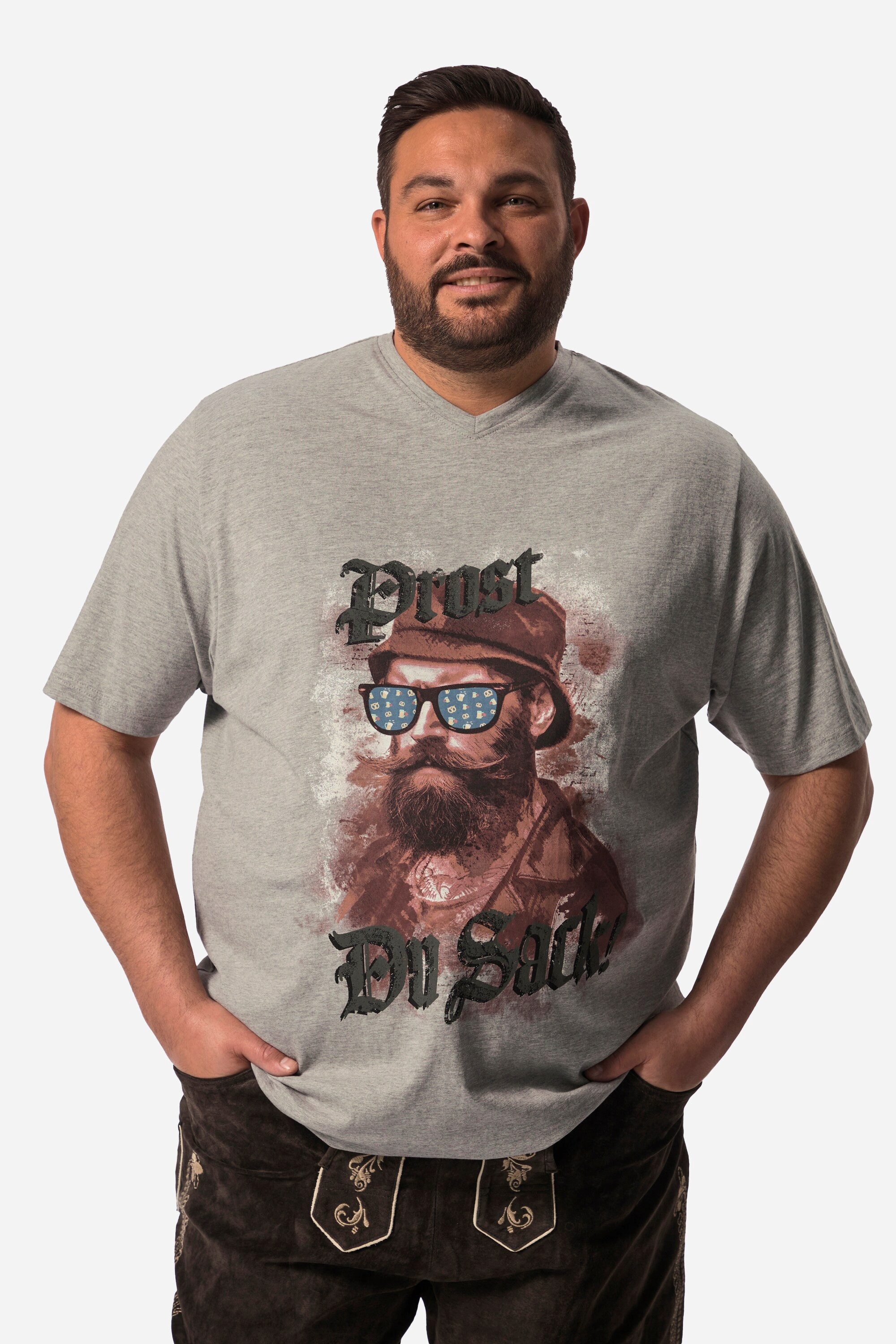 Men Plus T-Shirt T-Shirt Halbarm Trachten-Motiv V-Ausschnitt