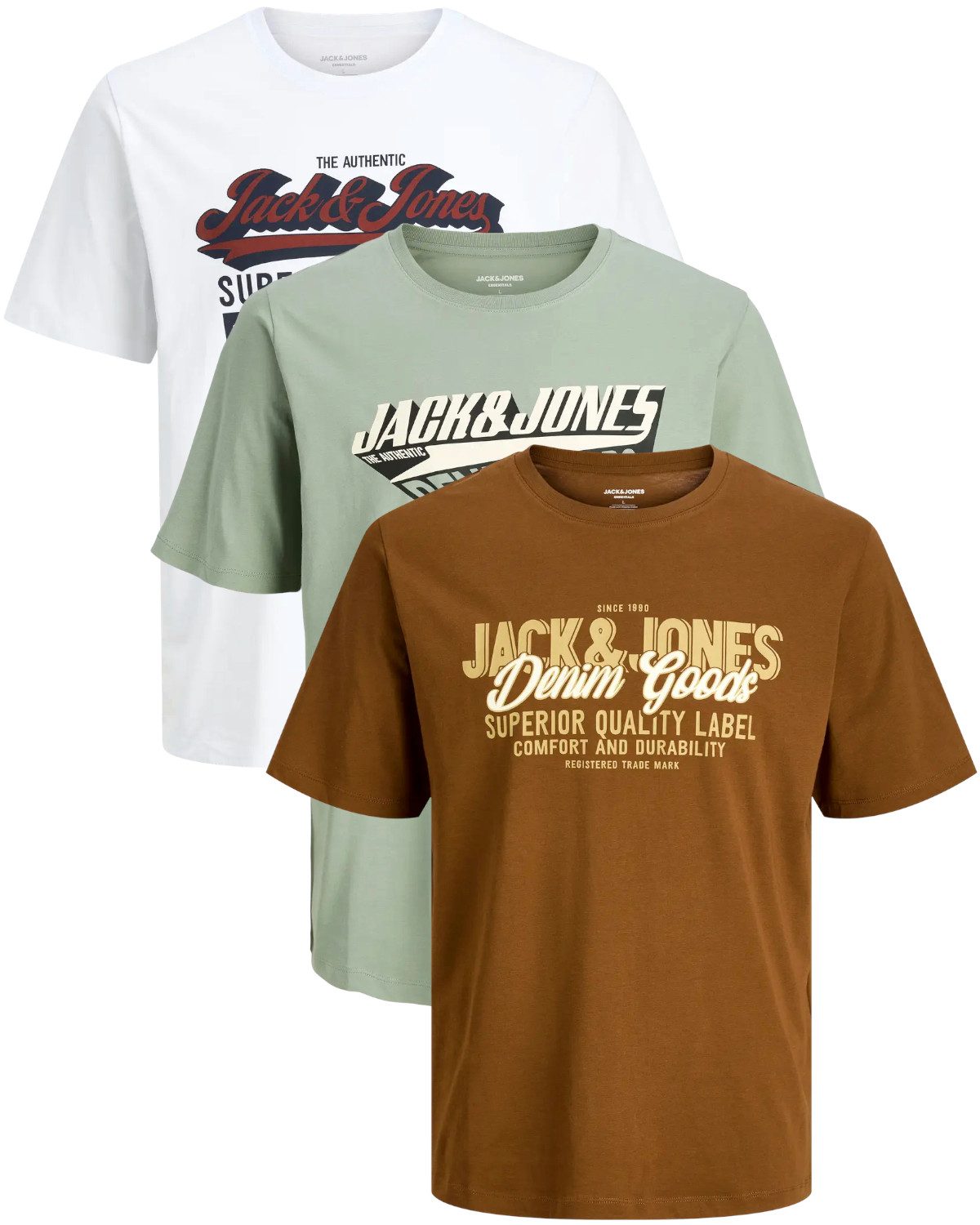 Jack & Jones Print-Shirt stilvolle Slim-Fit und Regular Shirts (Spar Set, 3 günstig online kaufen