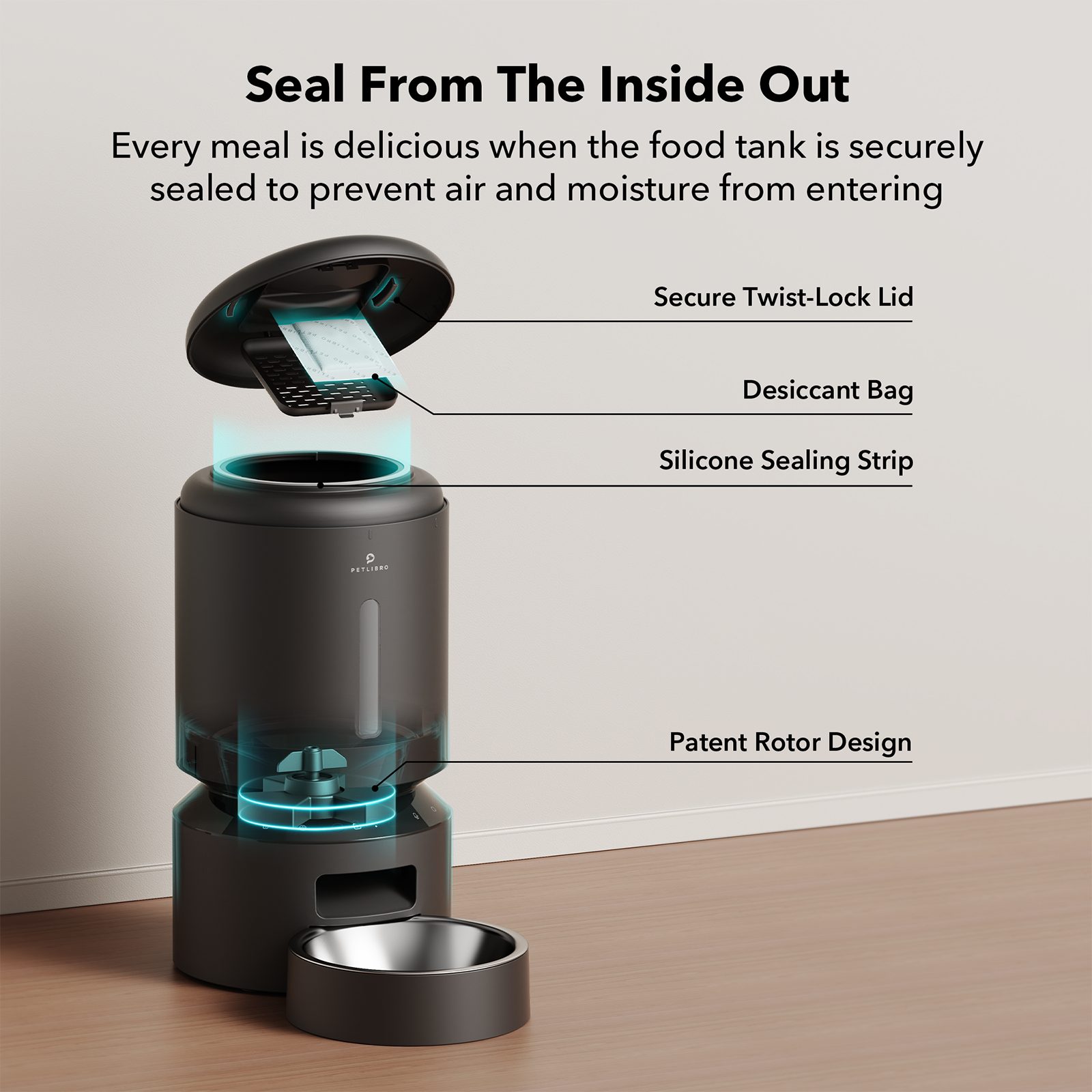 Petlibro Futterautomat Petlibro - Granary WIFI Futterspender 5L, mit LED, biss zu 5l Trockenfutter, WiFI