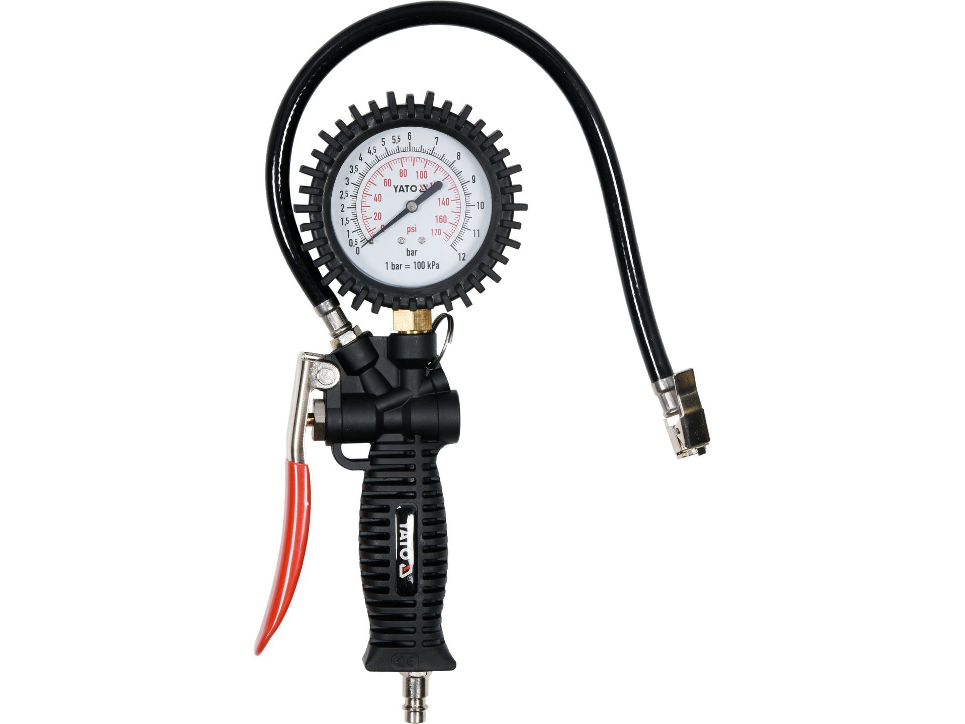 TRIZERATOP Druckluftwerkzeug Reifenfüllpistole mit Manometer und 44 cm Schlauch