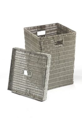 Kobolo Wäschekorb Wäschebehälter Wäschesammler mit Deckel - Kunststoff - grau