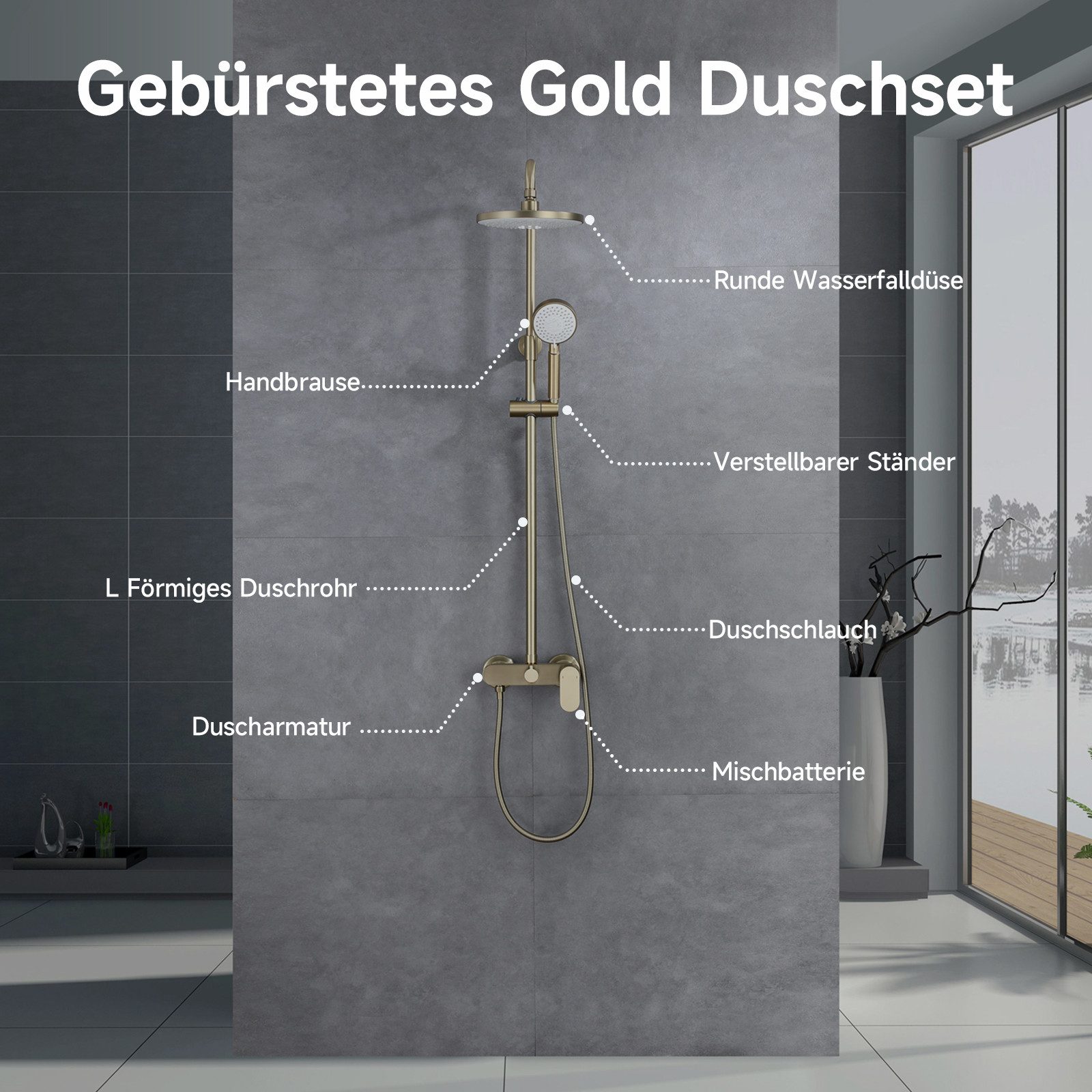 Oihpaw Duschsystem Duscharmatur mit Einhebelmischer, Höhenverstellbare günstig online kaufen