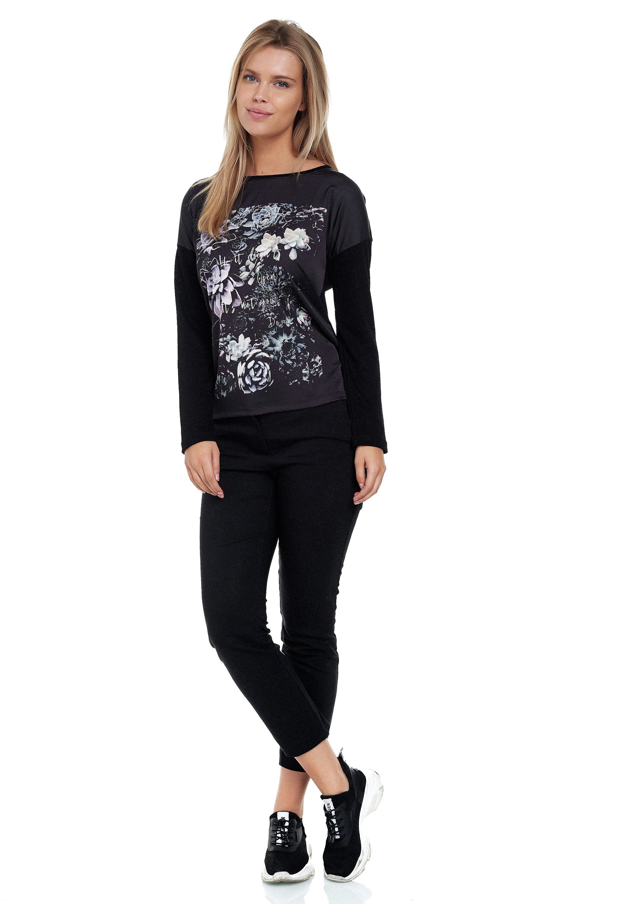 Decay Langarmshirt dekorativen mit Kaktusblumen