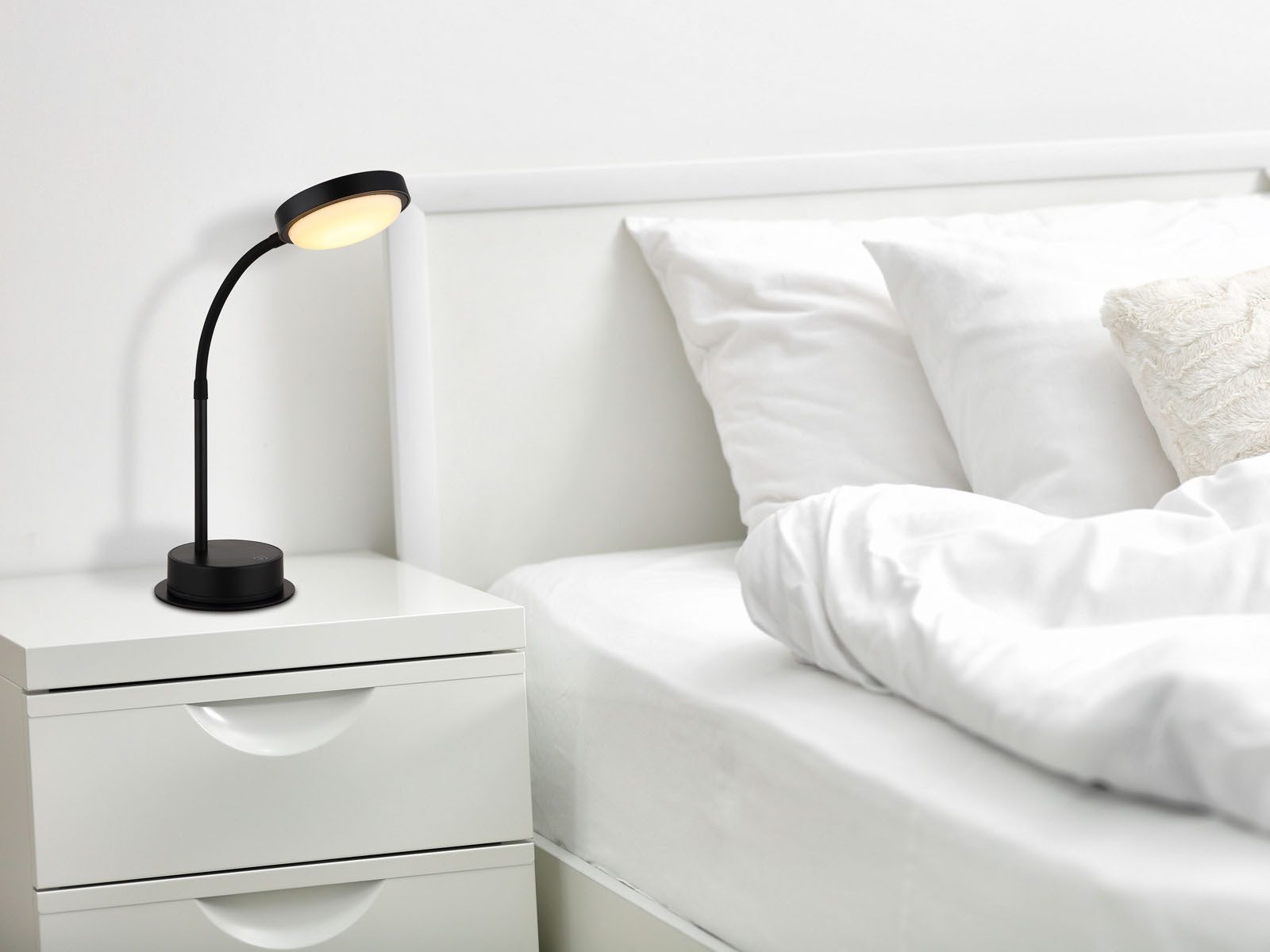 GLOBO LIGHTING LED Nachttischlampe, Dimmfunktion, LED fest integriert, Warmweiß, Akku Tischleuchte kabellos, Schreibtischlampe Schwarz, Höhe 38cm