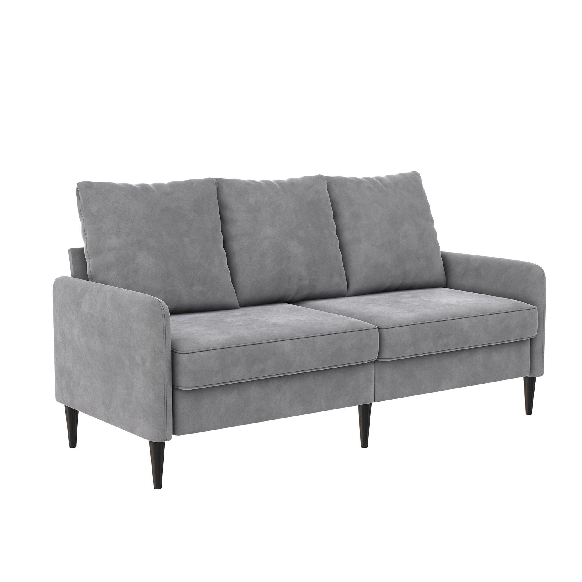 Samtoptik, Sofa in Bezug hellgrau loft24 Länge Cassia, 3-Sitzer 175 cm Couch,