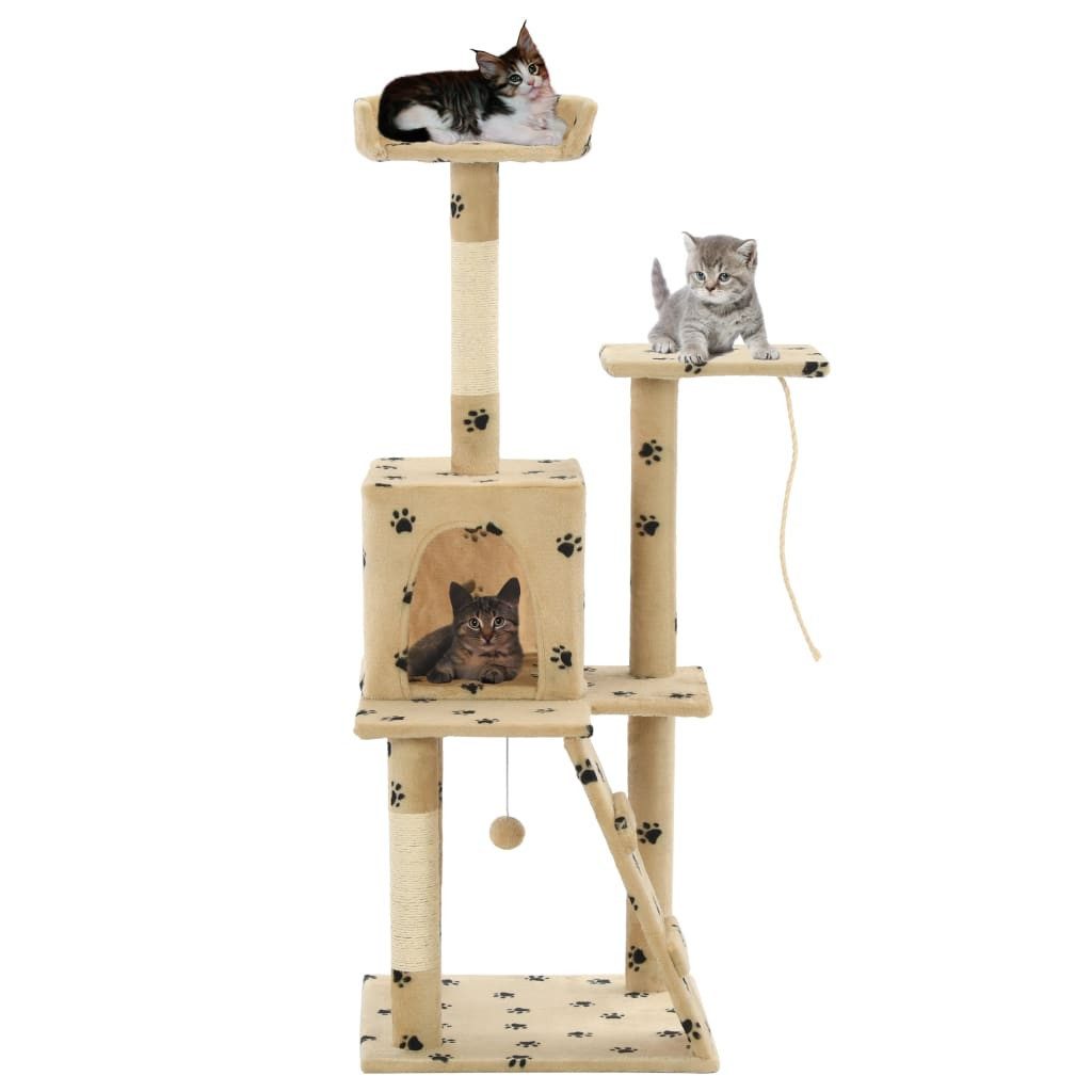 Thumbnail - vidaXL Kratzbaum, Katzenbaum Sisal 120 cm Beige Pfoten-Aufdruck