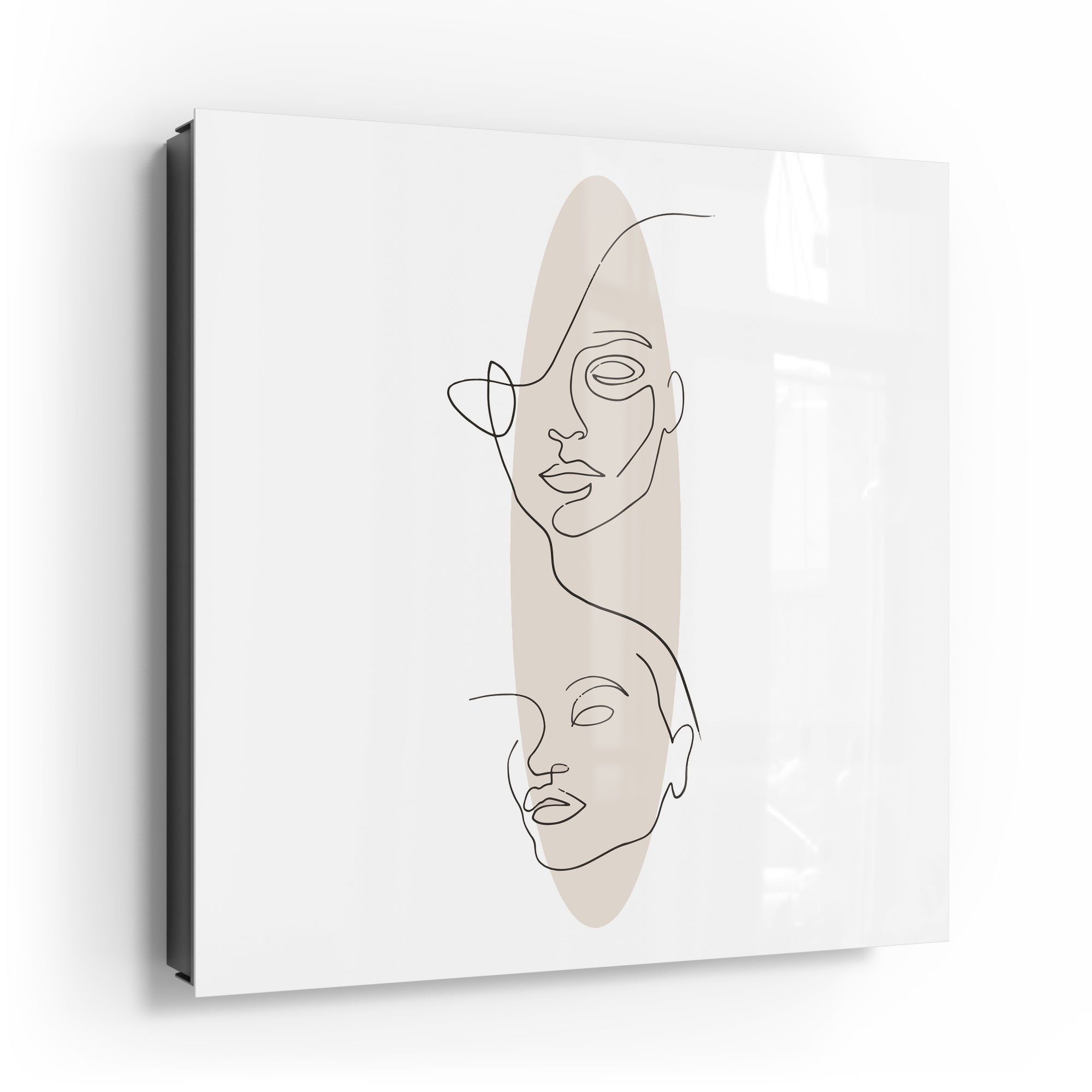DEQORI Schlüsselkasten 'Linien-Gesichter vor Oval', Glas günstig online kaufen