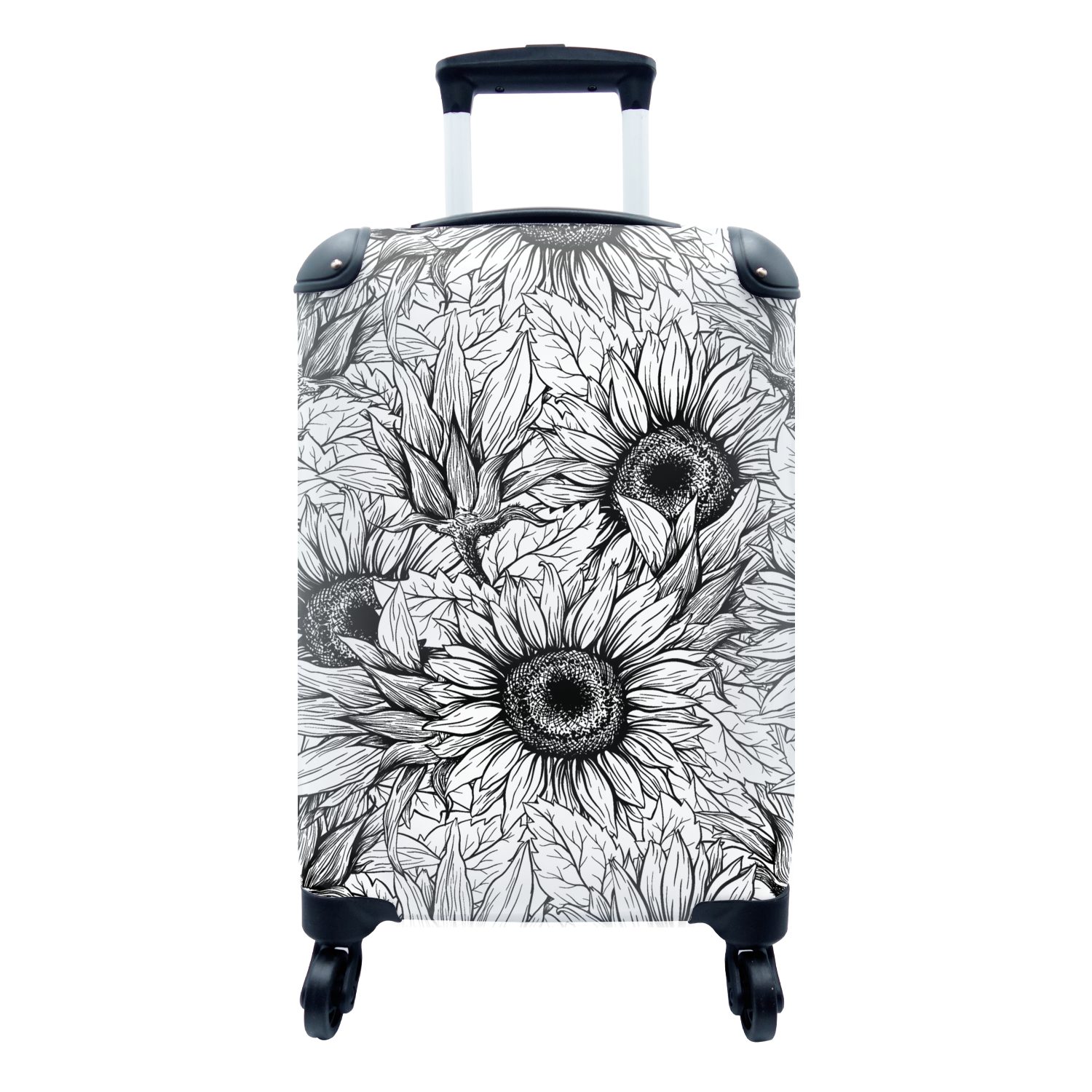 MuchoWow Handgepäckkoffer Blumen - Sonnenblume - Muster, 4 Rollen, Reisetasche mit rollen, Handgepäck für Ferien, Trolley, Reisekoffer