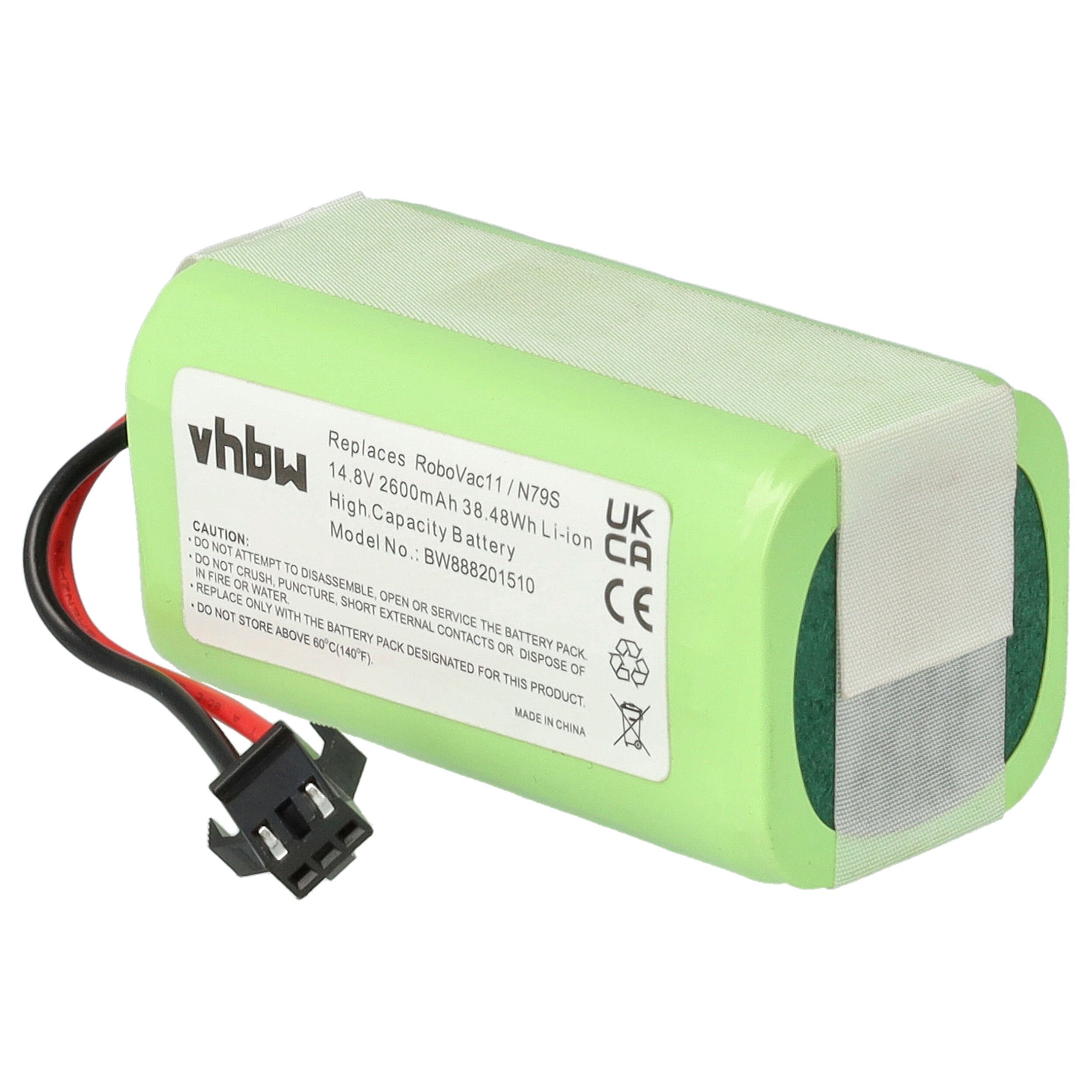 vhbw kompatibel mit Ecovacs Li-Ion DH43, 2600 DH35, mAh DN620, DH45, Staubsauger-Akku CEN360, CEN361, (14,4 V) DN621