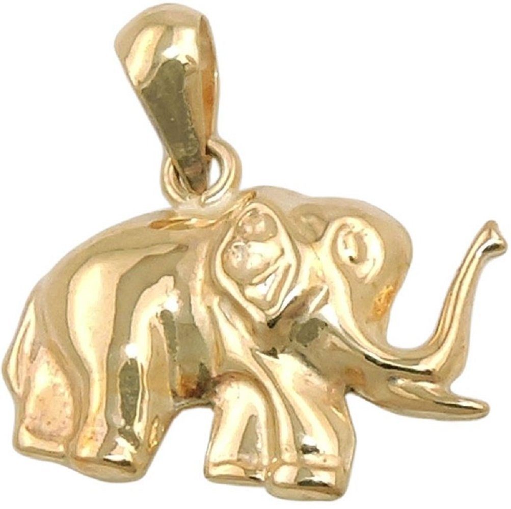 Elefant Damen für Kettenanhänger Herren glänzend Schmuckbox, 12 Goldschmuck 15 Gold Anhänger 375 x und unbespielt inkl. mm