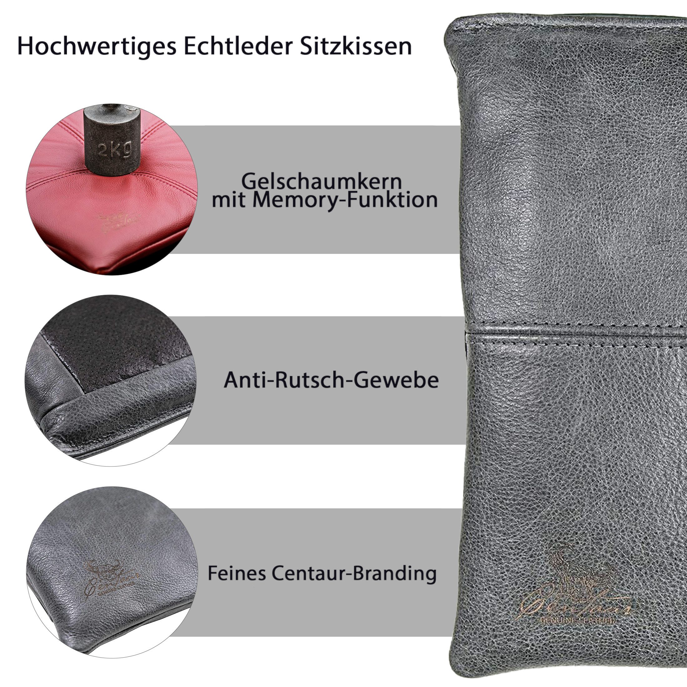Centaur Sitzkissen aus echtem Leder, Sitzkissen, Hochwertiges Leder, echtes Rindleder, Antirutschfunktion, Handarbeit