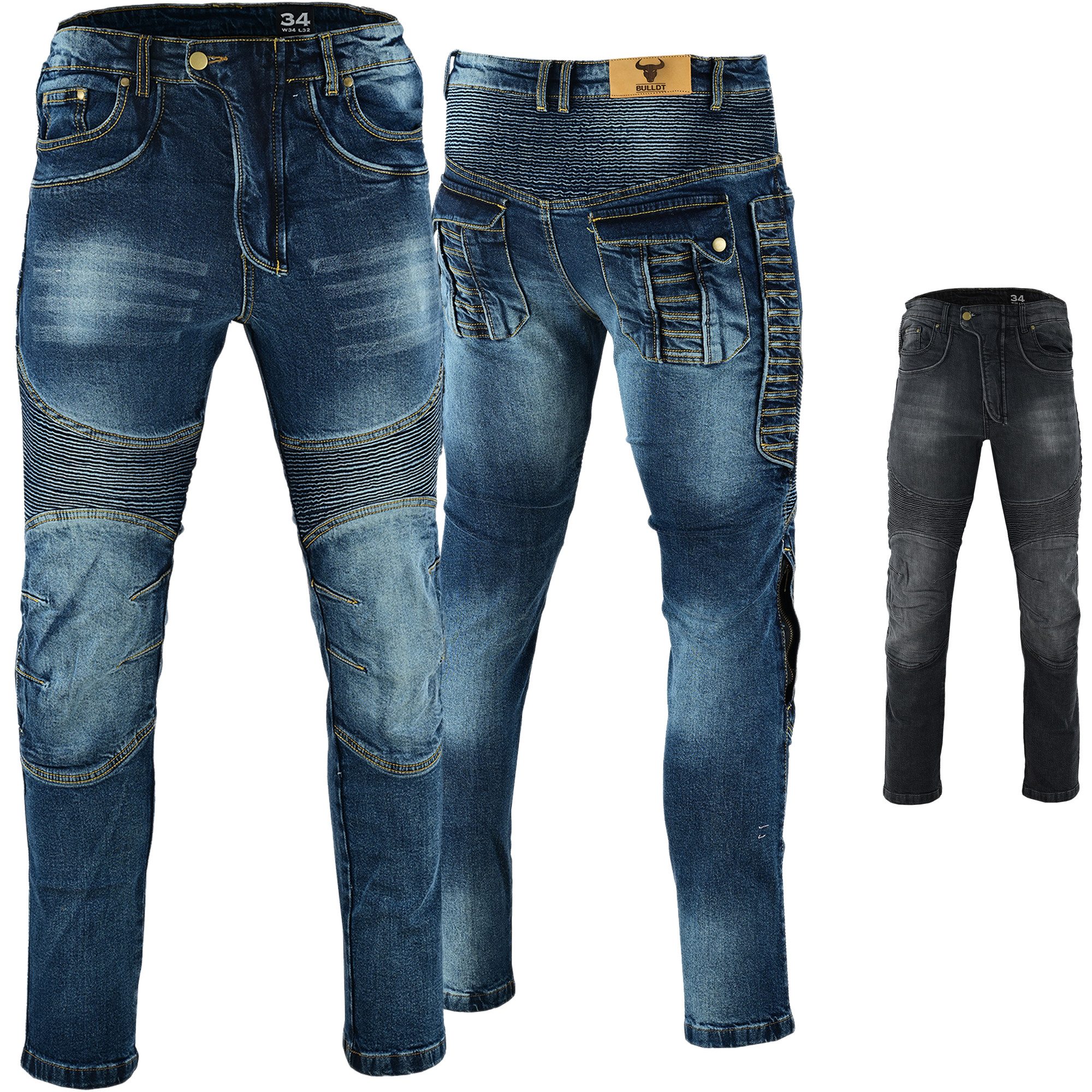 BULLDT Motorradhose JEANS-013 (mit 4 Protektoren) Herren Bikerjeans Motorradjeans Bikerhose Moped Quad Jeanshose