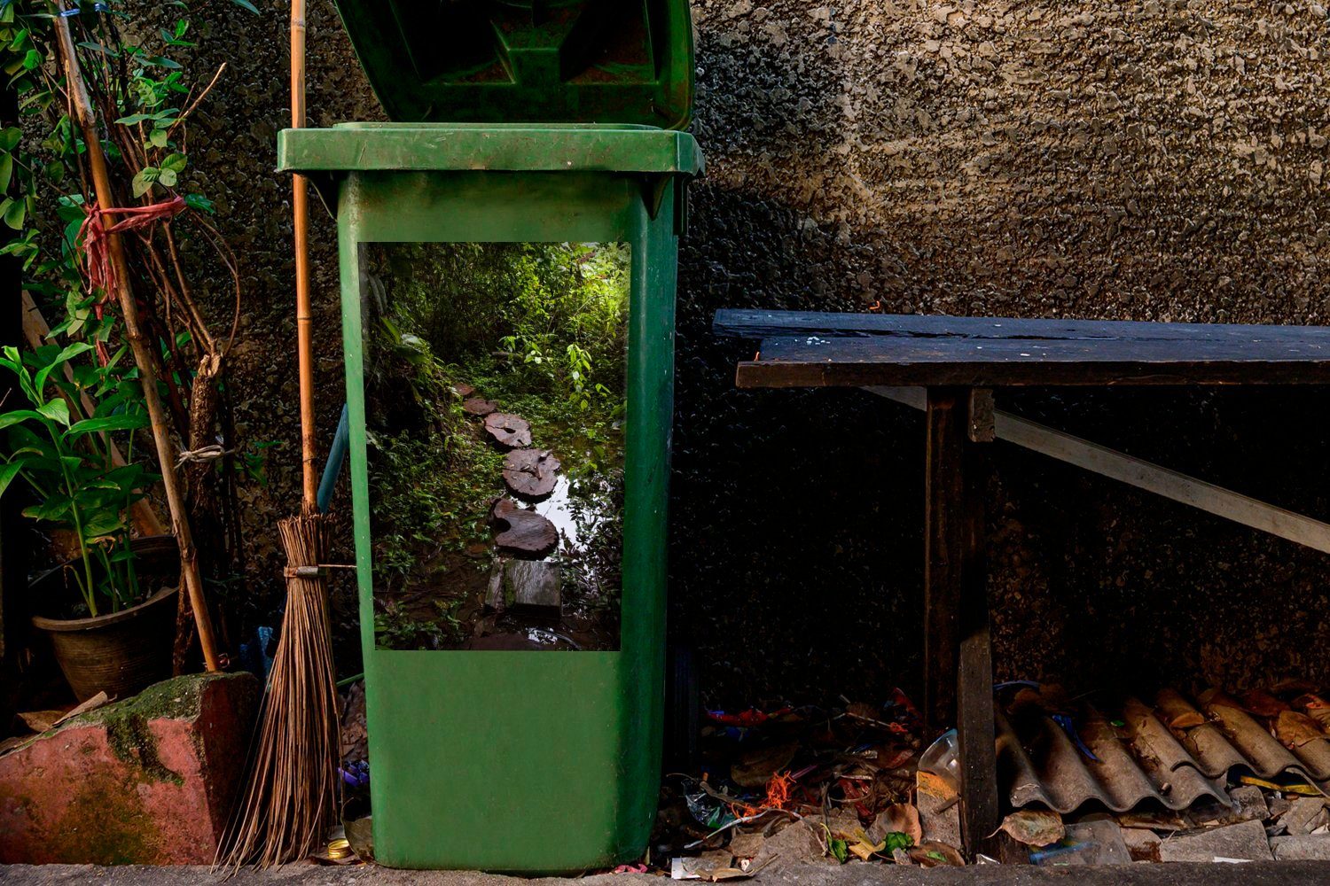 Manu-Nationalpark, Peru MuchoWow Mülltonne, (1 Abfalbehälter im St), Mülleimer-aufkleber, einen über Wandsticker Fernstraße Container, Bach Sticker,
