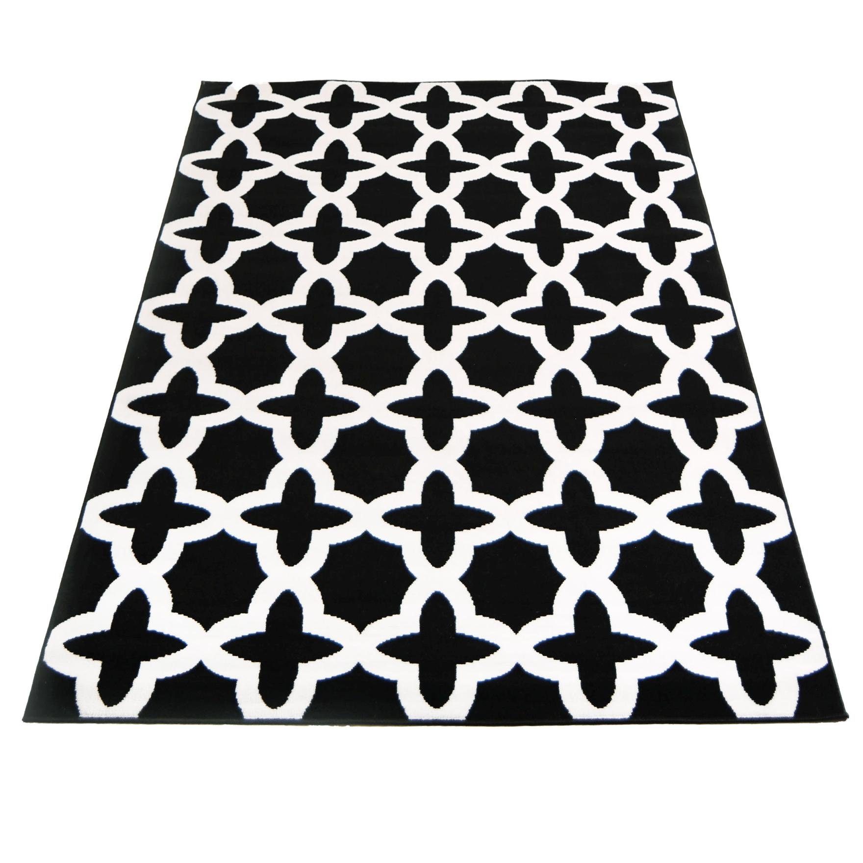 Fußbodenheizung, Geometrische - Teppich schwarz mm, weiß 7 Kurzflor, x Höhe Muster 140 70 Designteppich für Kurzflor Modern Mazovia, cm, Geeignet