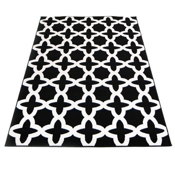 Designteppich Modern Teppich Geometrische Muster schwarz weiß - Kurzflor, Mazovia, 80 x 150 cm, Geeignet für Fußbodenheizung, Höhe 7 mm, Kurzflor