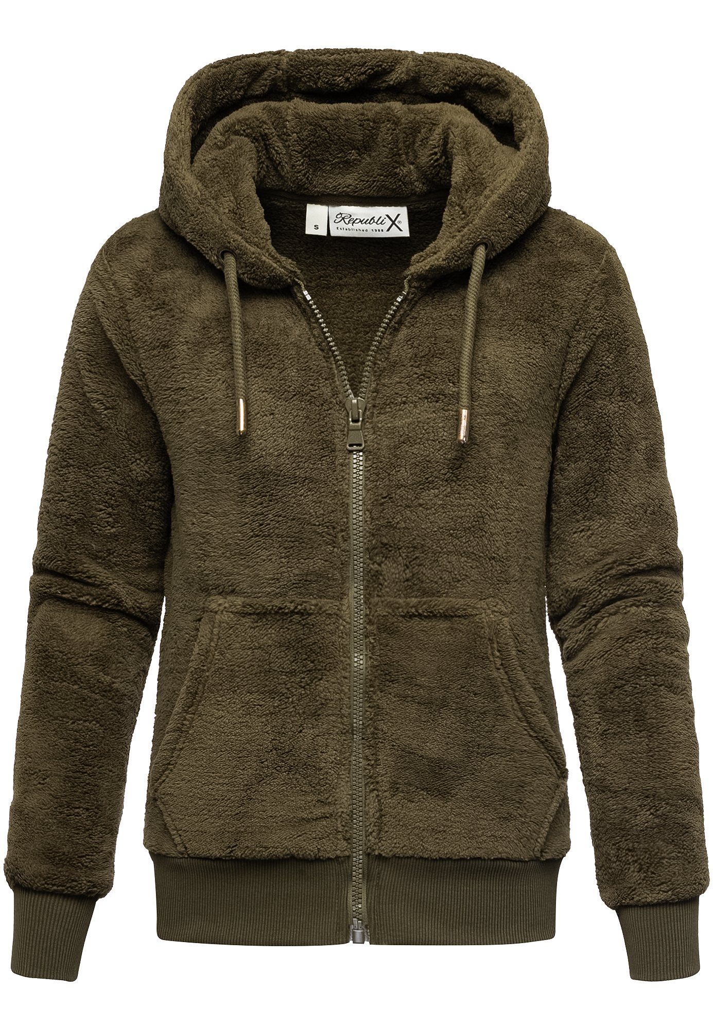 REPUBLIX Sweatjacke JANIE Damen Teddy Sweatjacke Plüsch Hoodie Pullover Zip günstig online kaufen