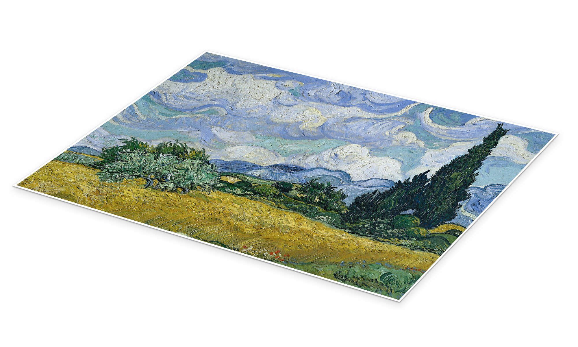 Posterlounge Wandbild Weizenfeld mit Zypressen, 1889, Vincent van Gogh, erhältlich als Poster, Leinwandbild, Wandsticker oder Acrylglasbild