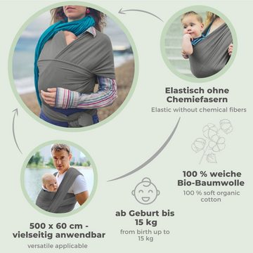 Lilly and Ben Tragetuch, aus BIO-Baumwolle I Tragetuch für Baby ab der Geburt bis 15 kg I elastisches Tragesystem für verschiedene Trageweisen I Erstausstattung für Neugeborene I Babytrage