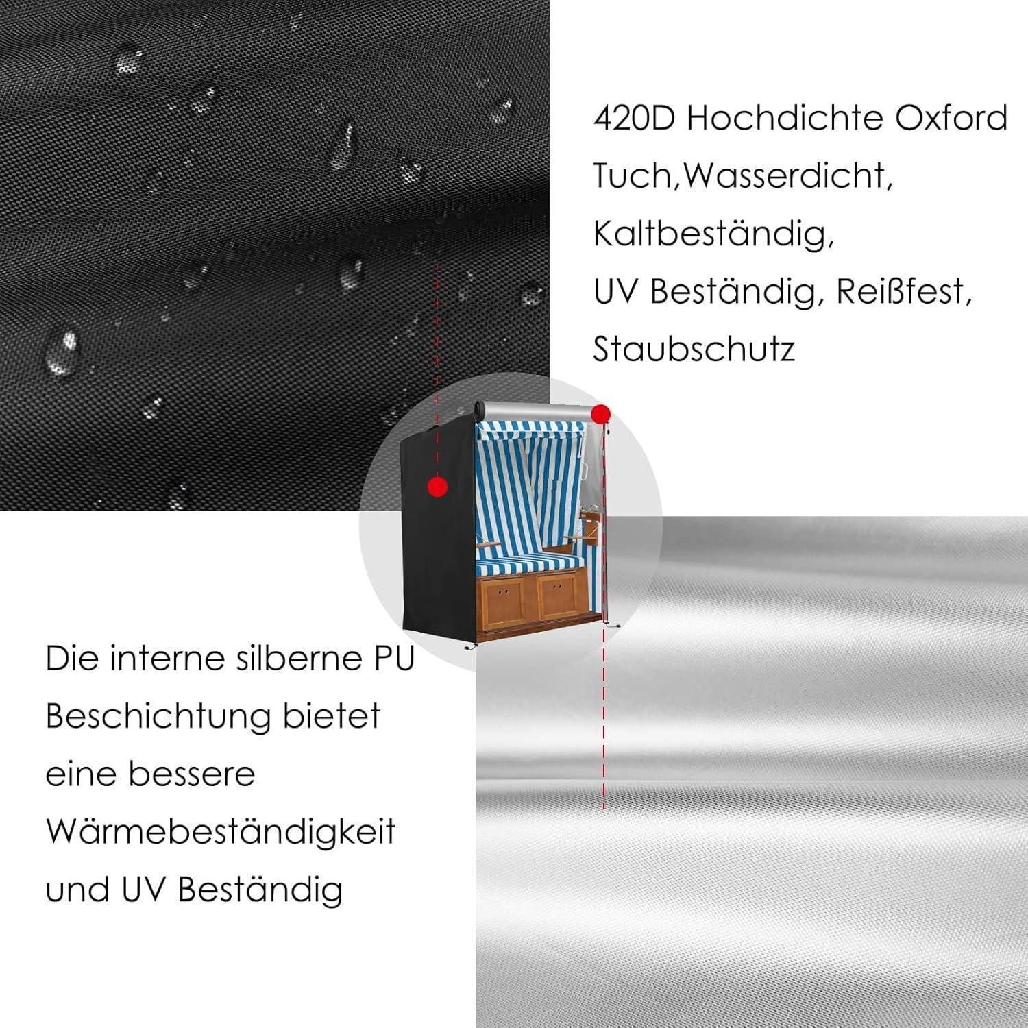 LuxusKollektion Strandkorb-Schutzhülle Strandkorbhülle 420D Oxford Schwarz 420D Oxford-120 x 90 x 155 140cm