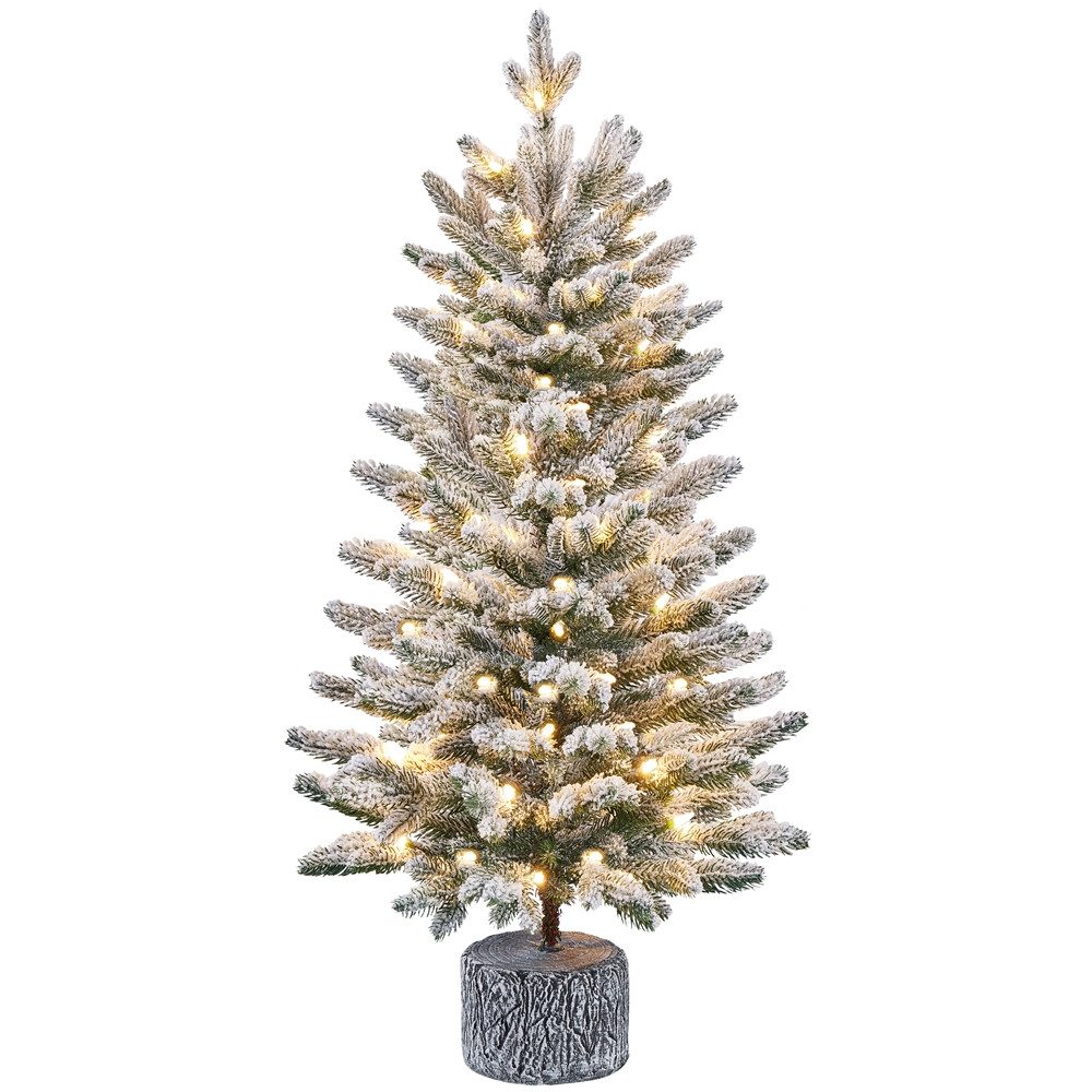 Yaheetech Künstlicher Weihnachtsbaum 61/92 cm (H), Mini Christbaum mit LED-Lichtern in Warmweiß und 355 Spitzen