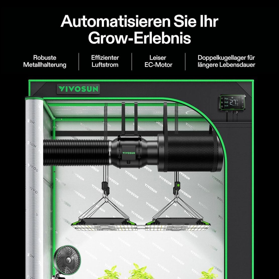 VIVOSUN Ventilatorkombigerät VIVOSUN AeroZesh G-Serie Smart Luftfiltration günstig online kaufen