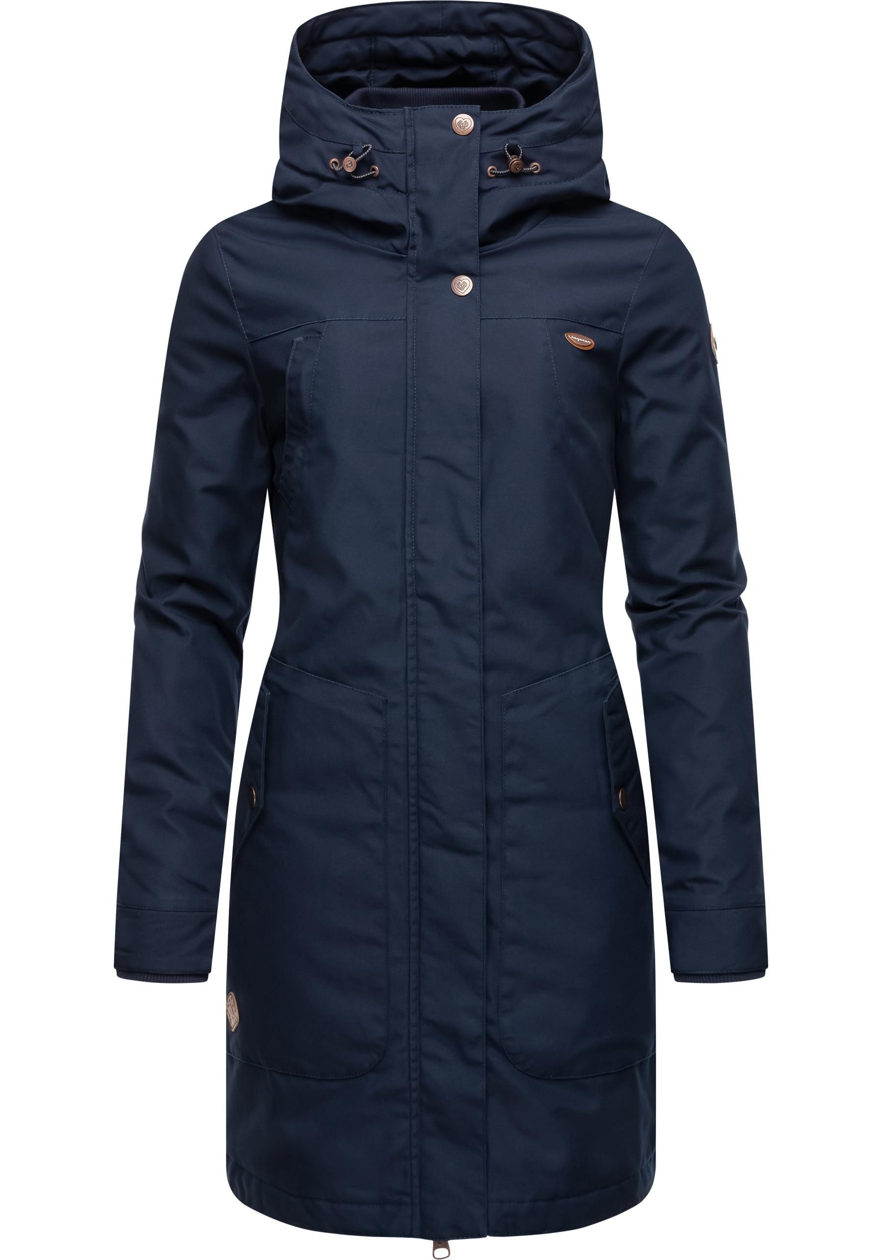 Ragwear Jannisa mit Kapuze Winterparka Damen stylischer navy Wintermantel