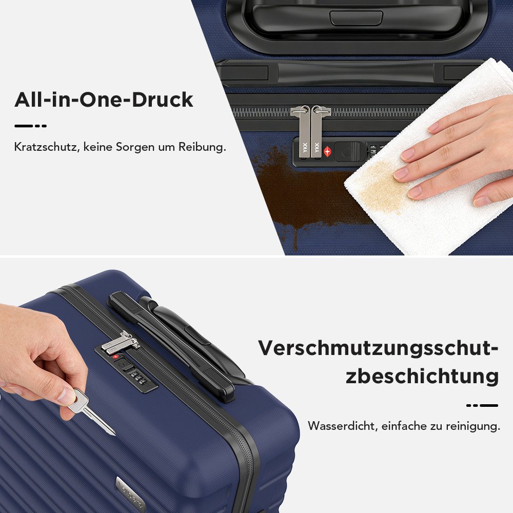 VALLSERO Koffer 16/20Zoll Hartschalen-Trolley 30/40L Hartschalenkoffer ABS Material, Reisekoffer 4 Rollen, TSA-Zahlenschloss, Schwarz, rot, blau, grün